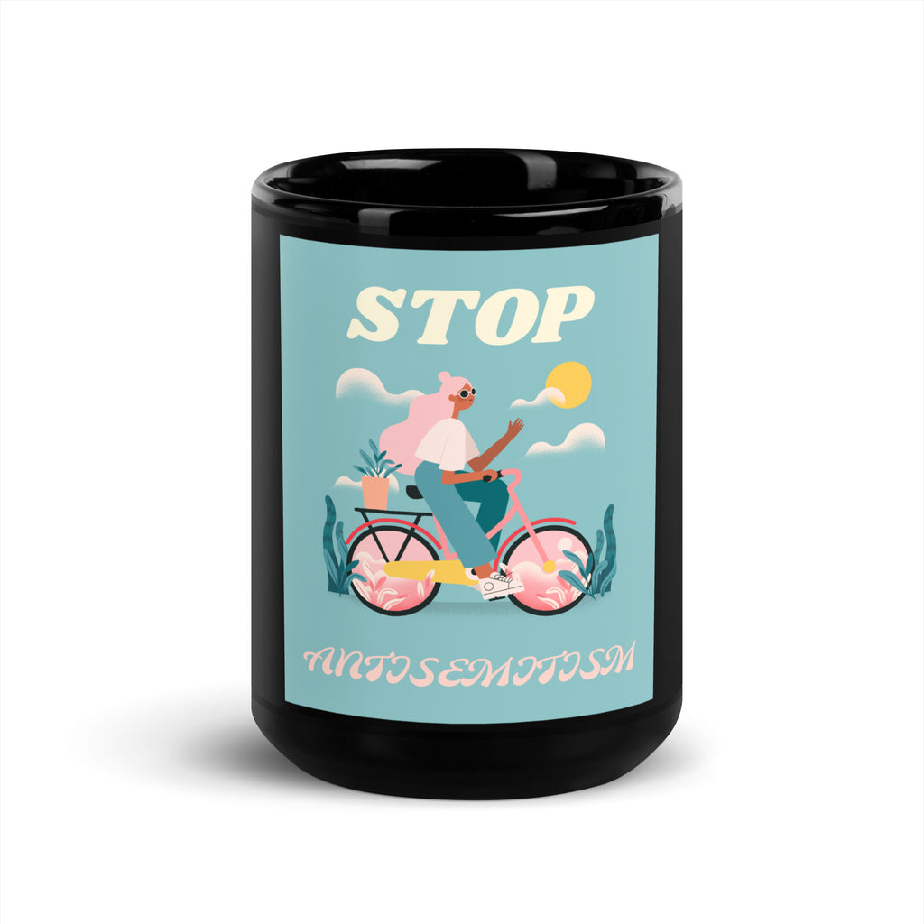 Bike Journey | Stop Antisemitism | Black Glossy Mug