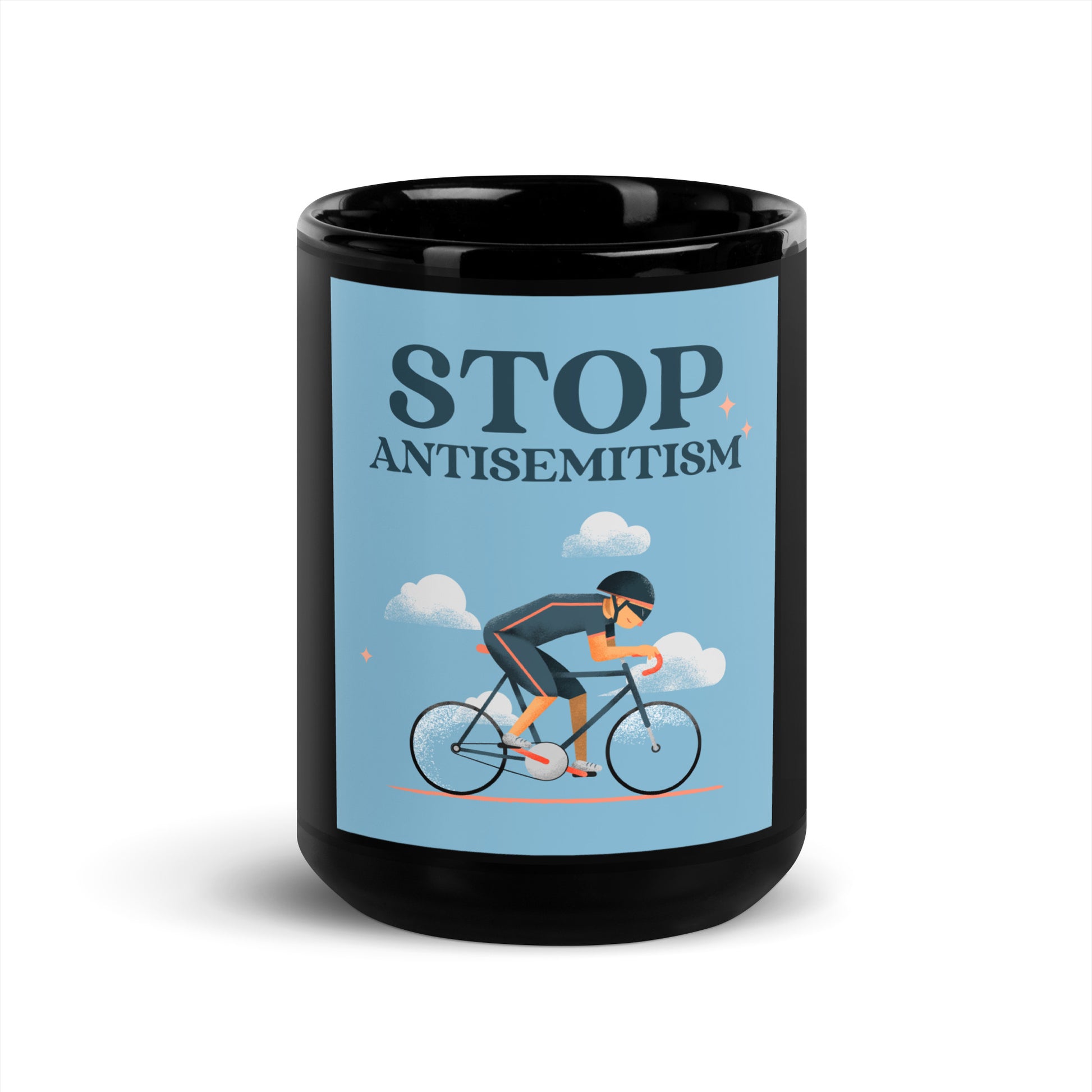 Bike Journey | Stop Antisemitism | Black Glossy Mug