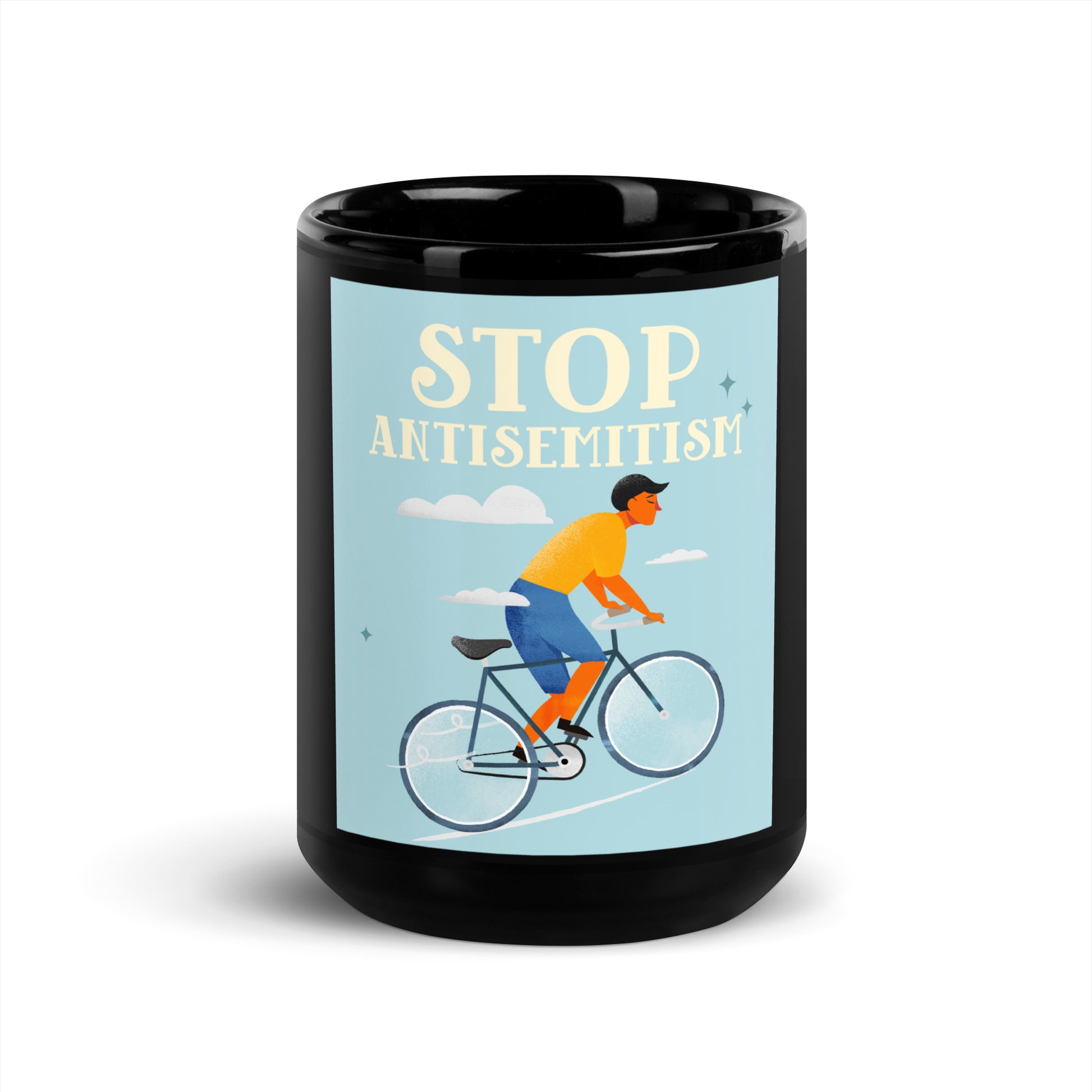 Bike Journey | Stop Antisemitism | Black Glossy Mug
