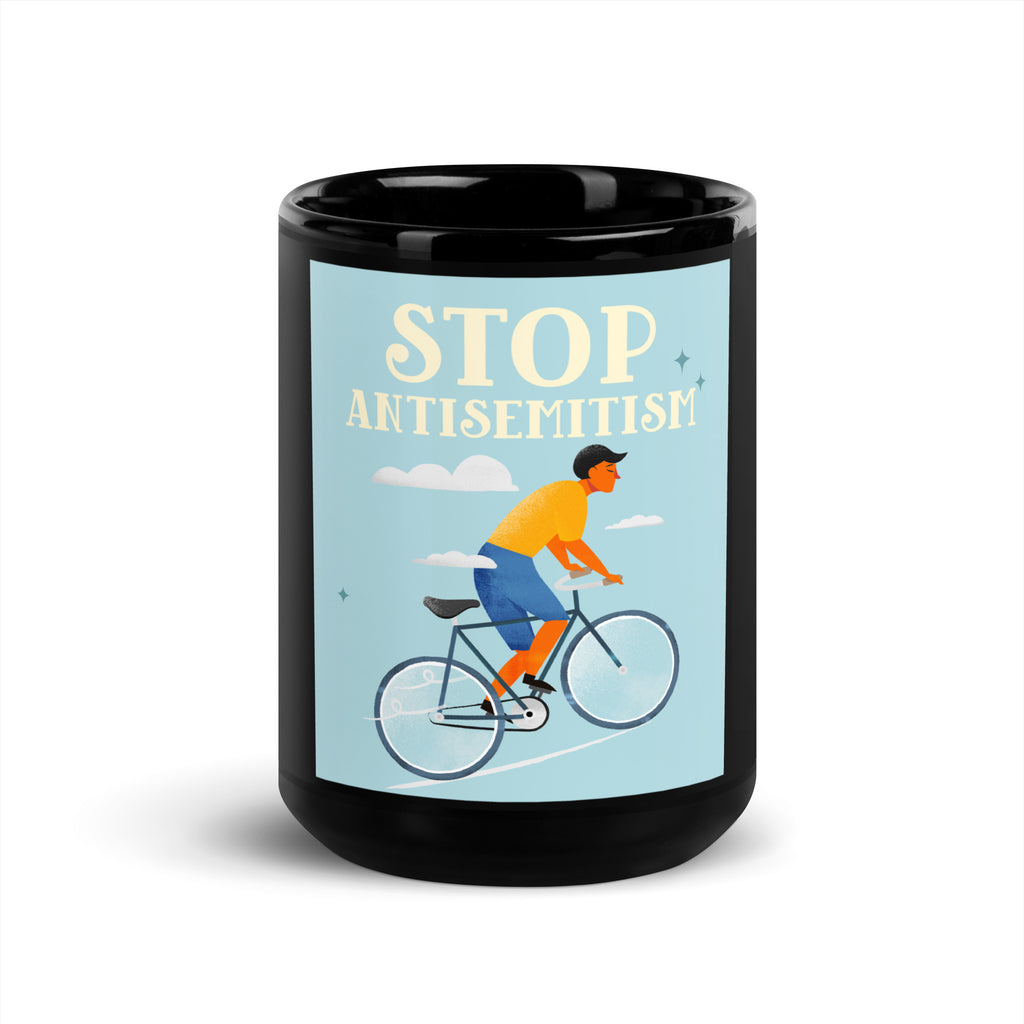 Bike Journey | Stop Antisemitism | Black Glossy Mug