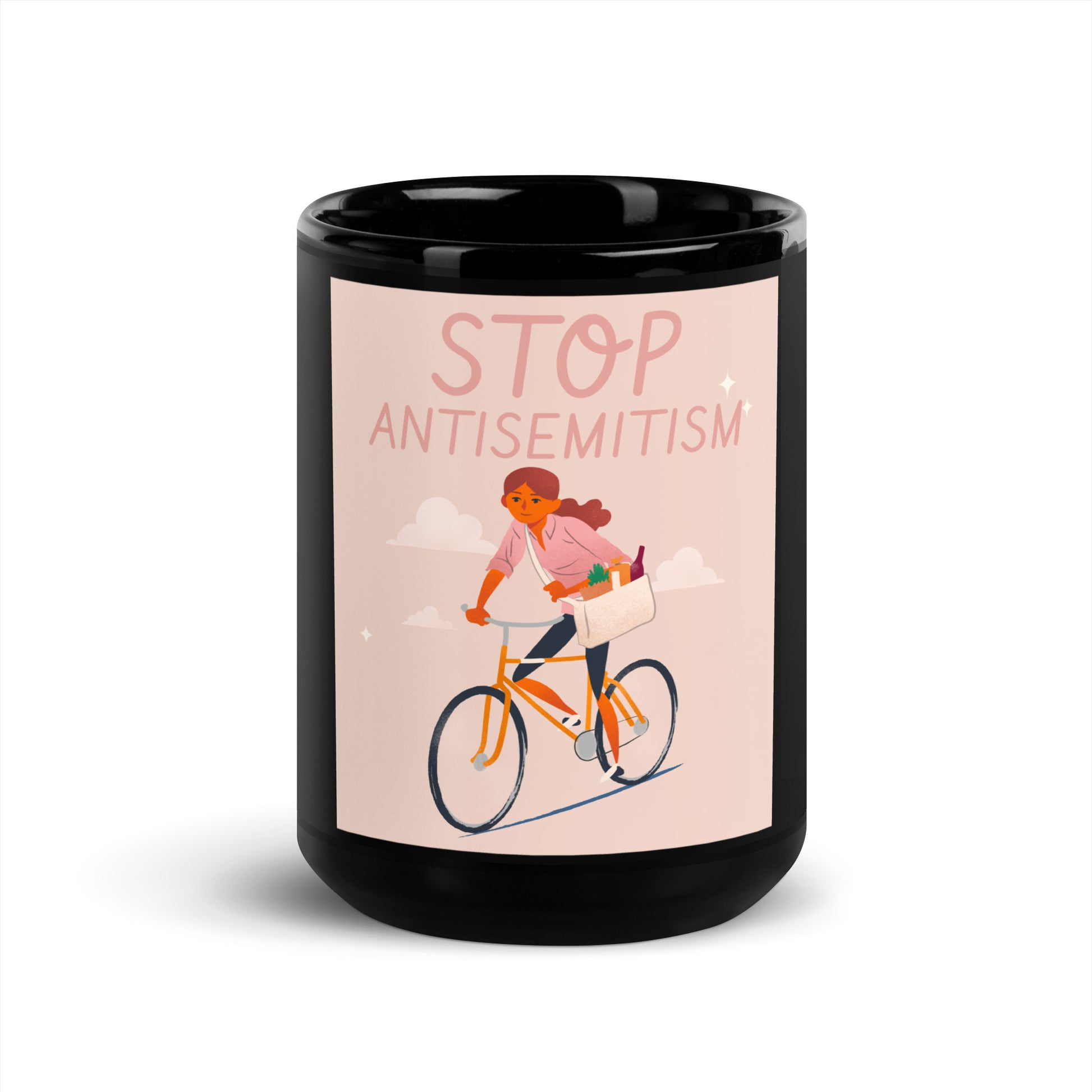 Bike Journey | Stop Antisemitism | Black Glossy Mug