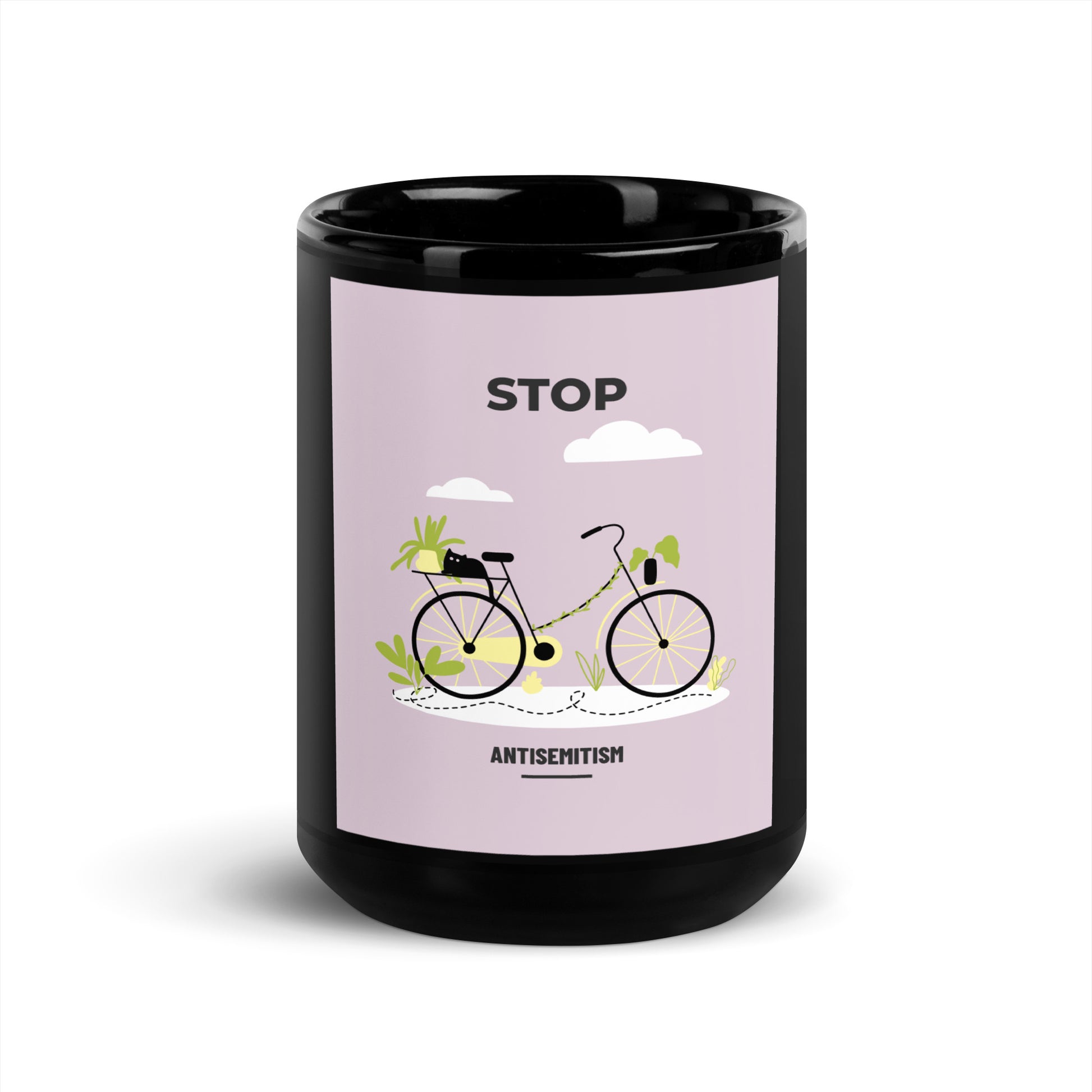 Bike Journey | Stop Antisemitism | Black Glossy Mug