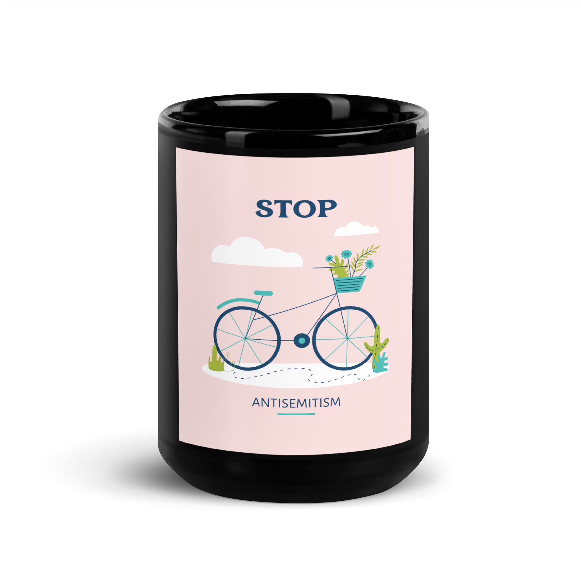 Bike Journey | Stop Antisemitism | Black Glossy Mug
