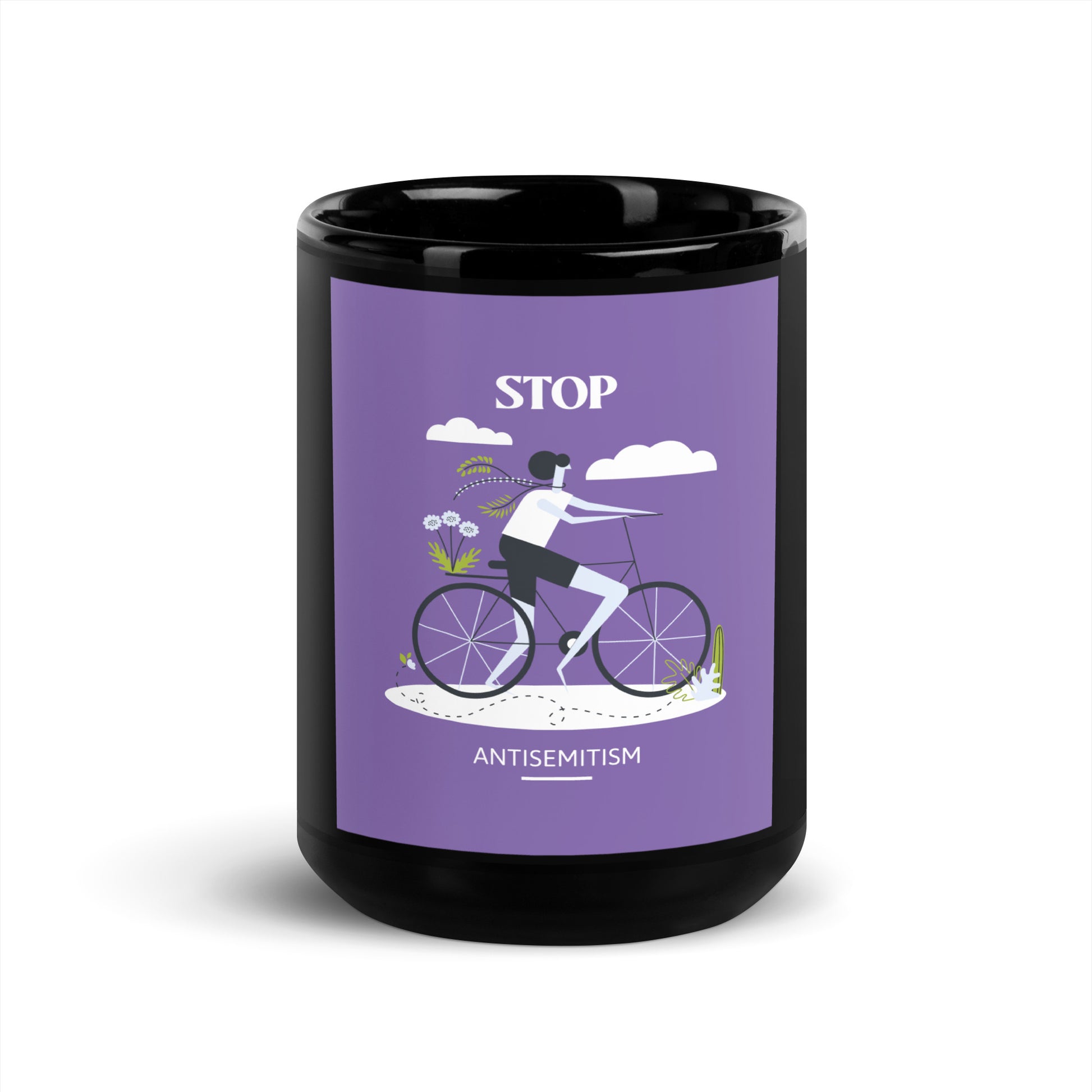 Bike Journey | Stop Antisemitism | Black Glossy Mug