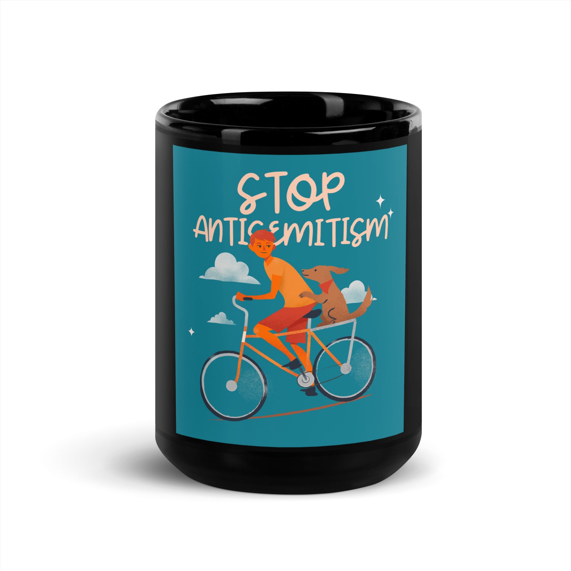 Bike Journey | Stop Antisemitism | Black Glossy Mug
