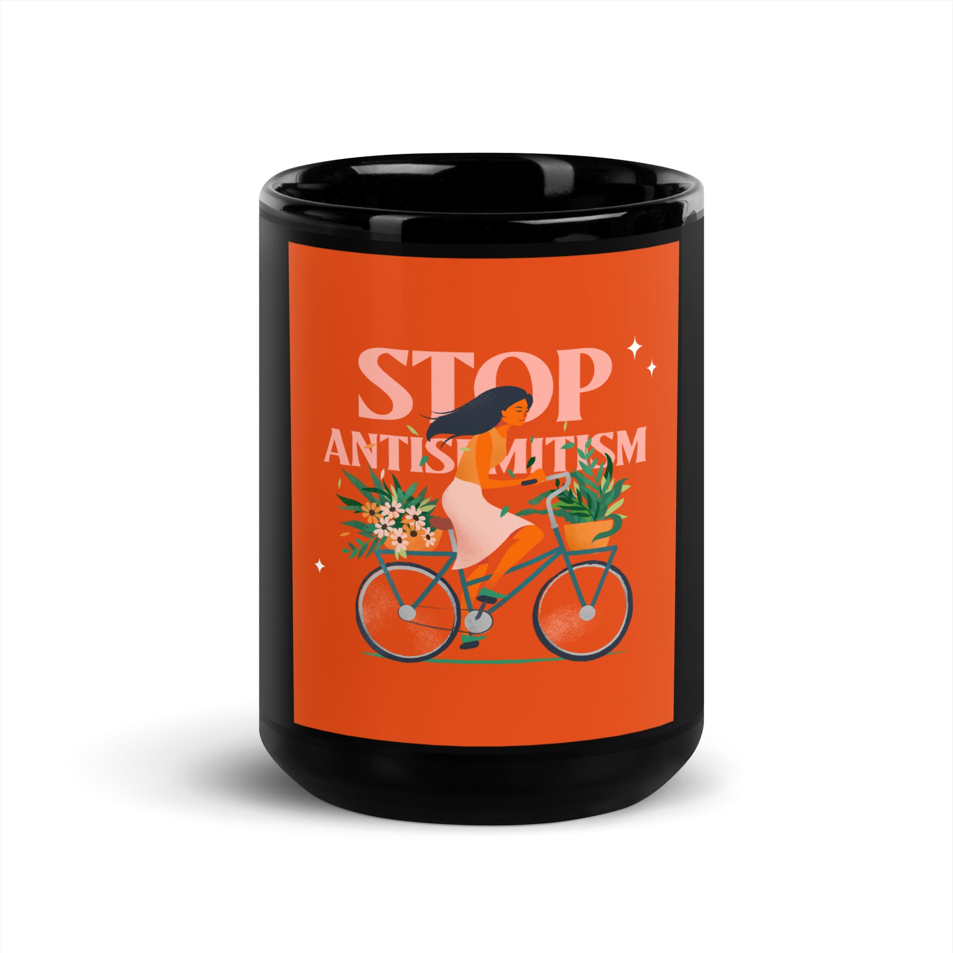 Bike Journey | Stop Antisemitism | Black Glossy Mug