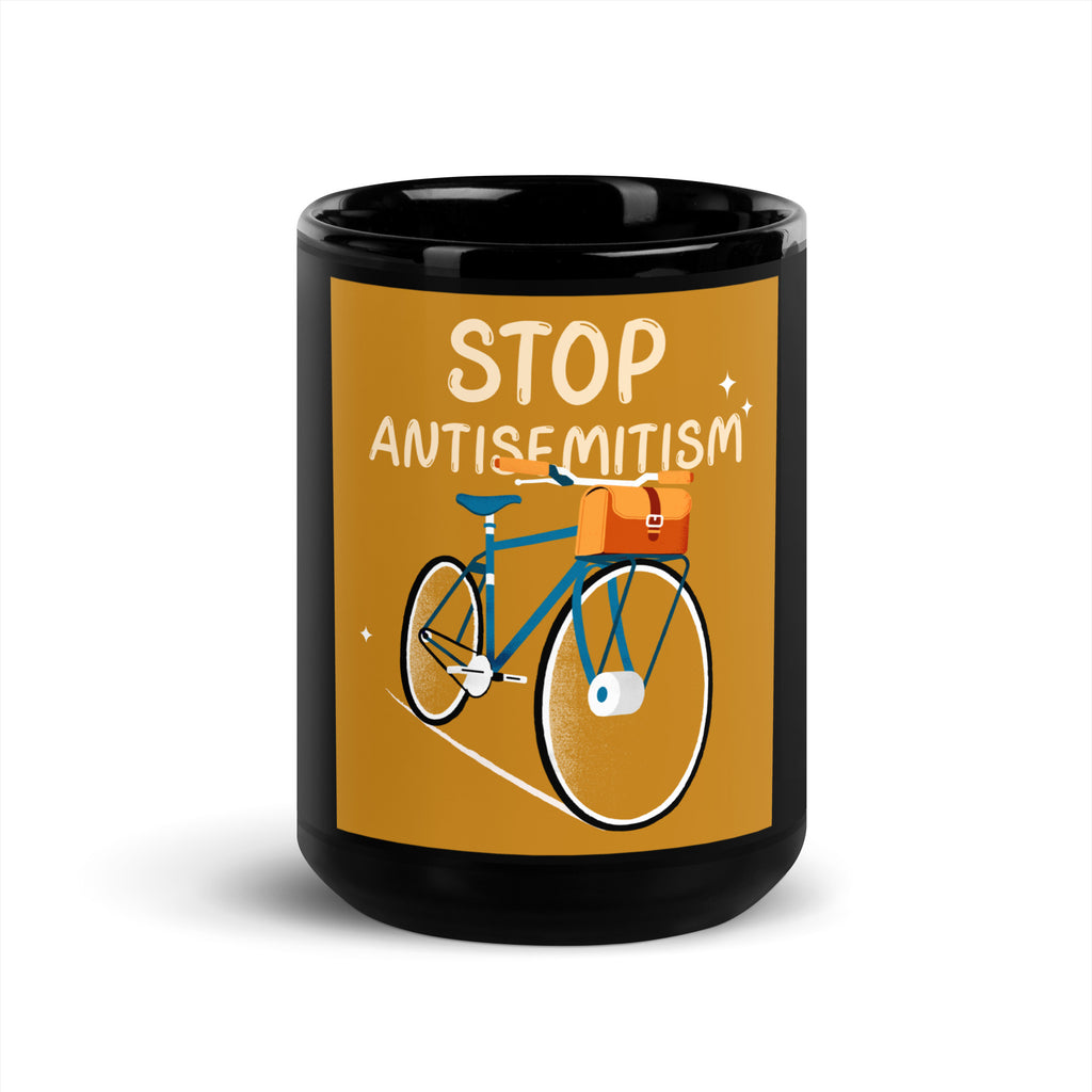 Bike Journey | Stop Antisemitism | Black Glossy Mug