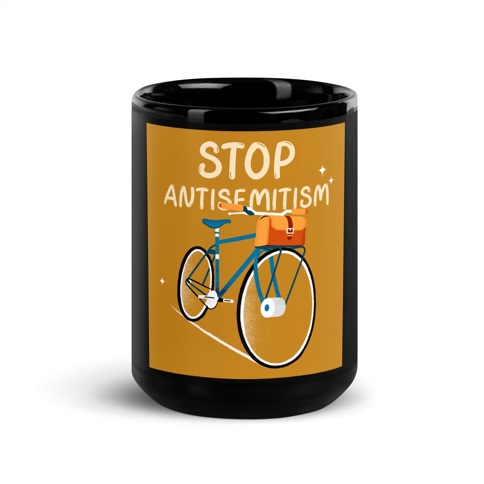 Bike Journey | Stop Antisemitism | Black Glossy Mug