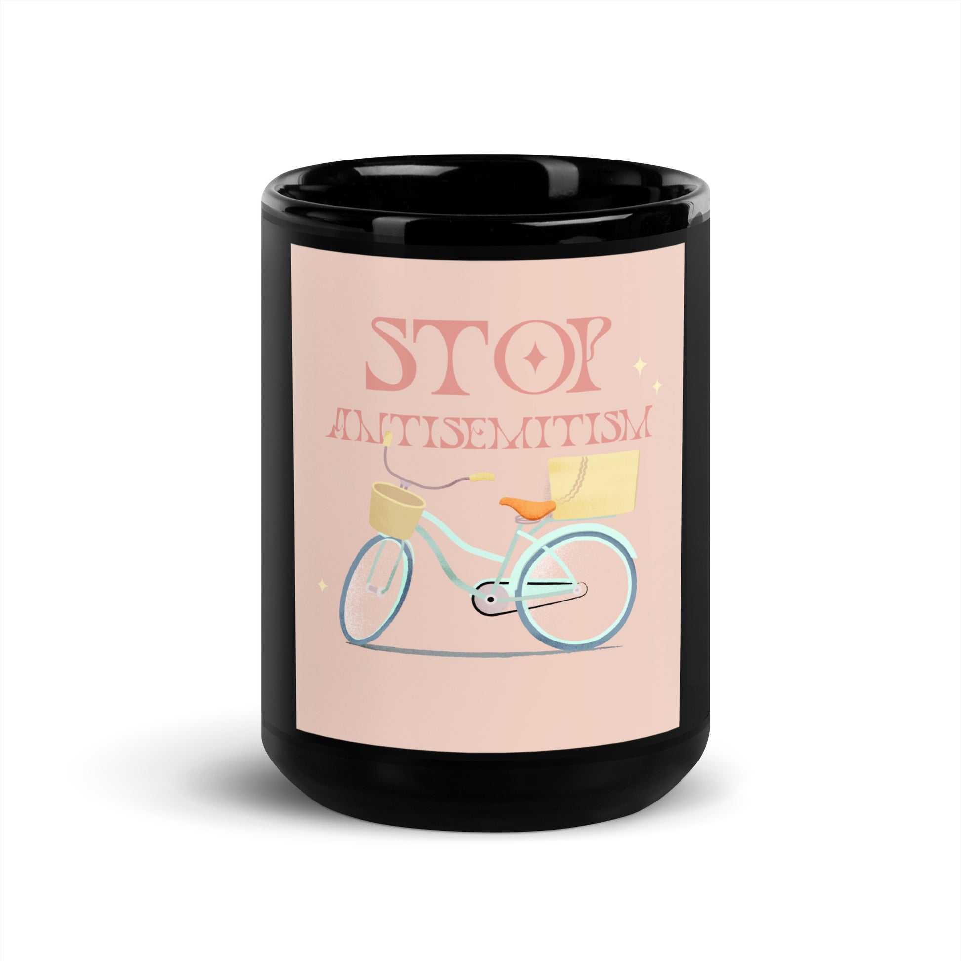 Bike Journey | Stop Antisemitism | Black Glossy Mug
