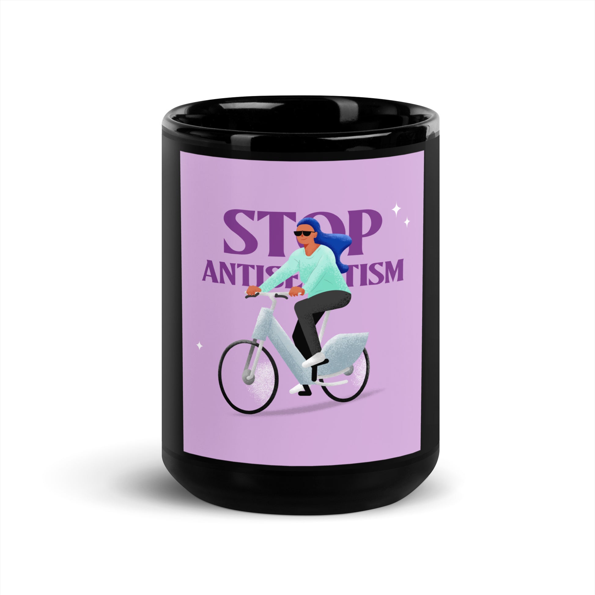 Bike Journey | Stop Antisemitism | Black Glossy Mug