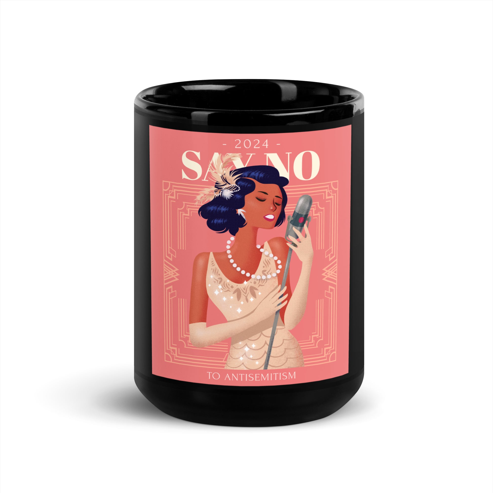 Art Deco Love Story | No Antisemitism | Black Glossy Mug