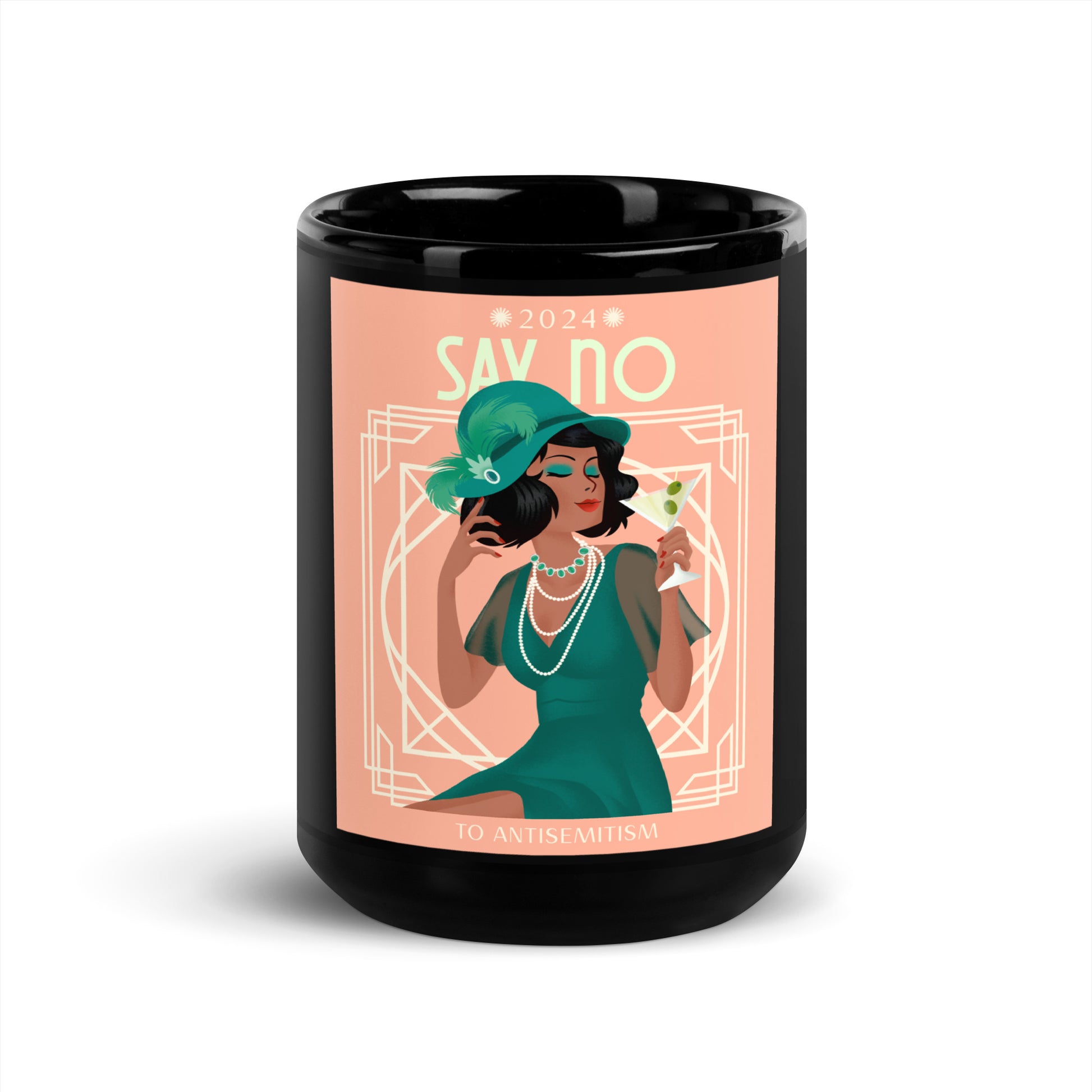 Art Deco Love Story | No Antisemitism | Black Glossy Mug