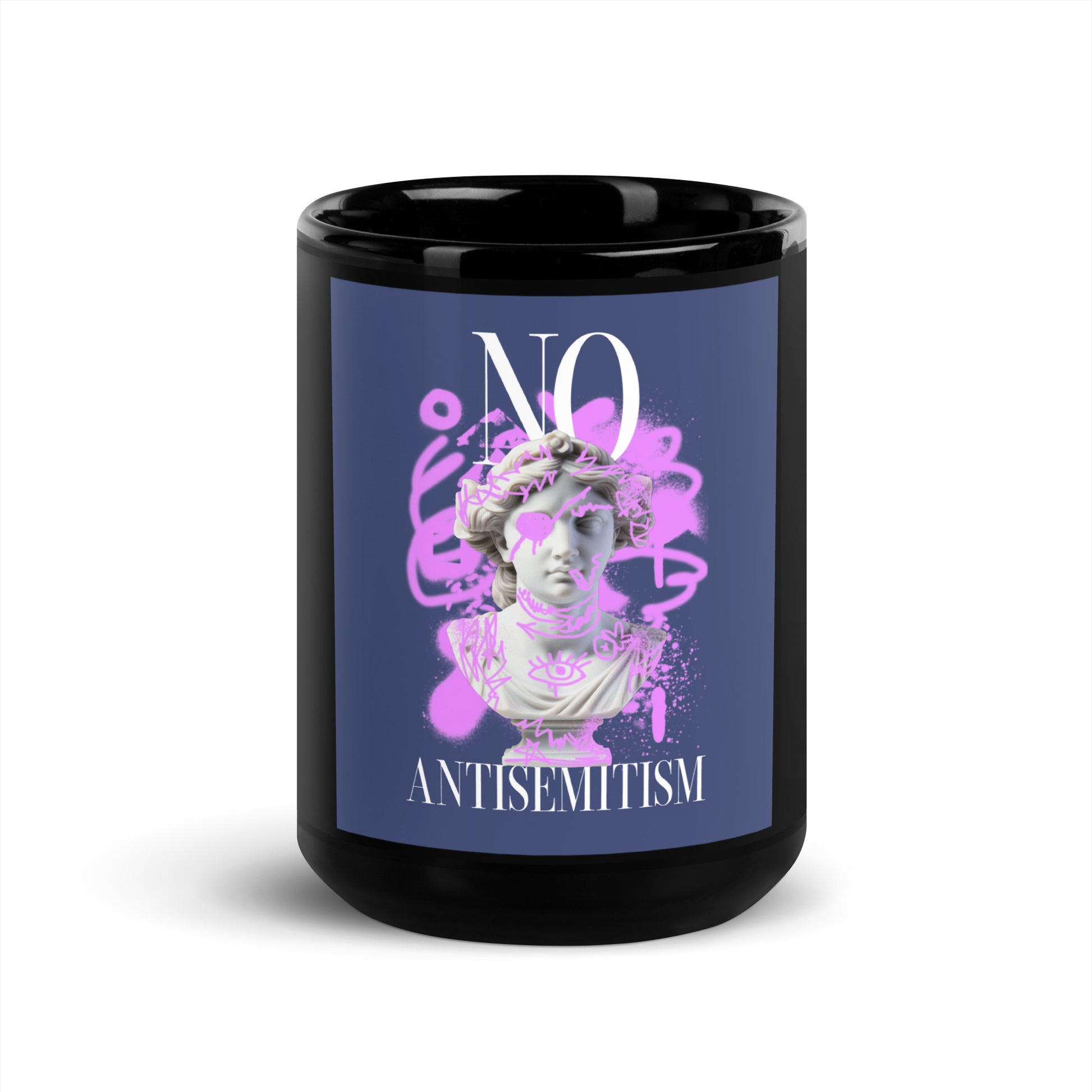 Graffiti Statue Anthem | No Antisemitism | Black Glossy Mug