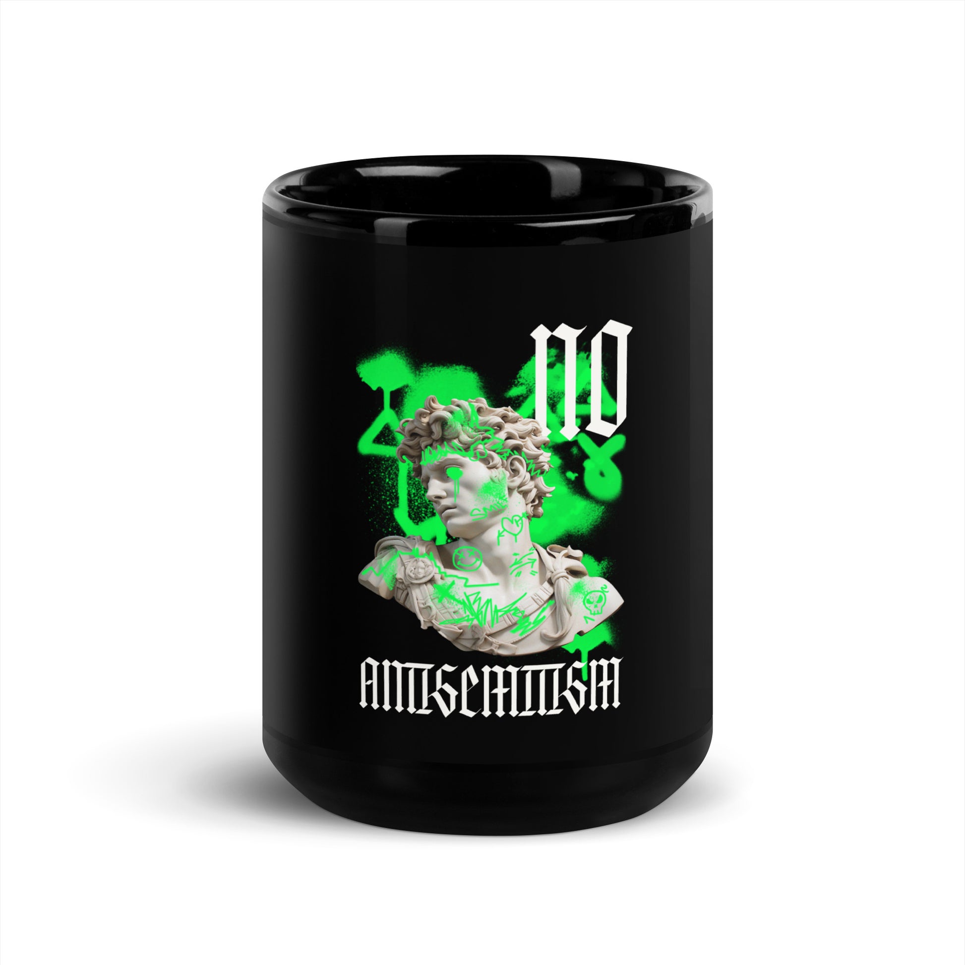 Graffiti Statue Anthem | No Antisemitism | Black Glossy Mug