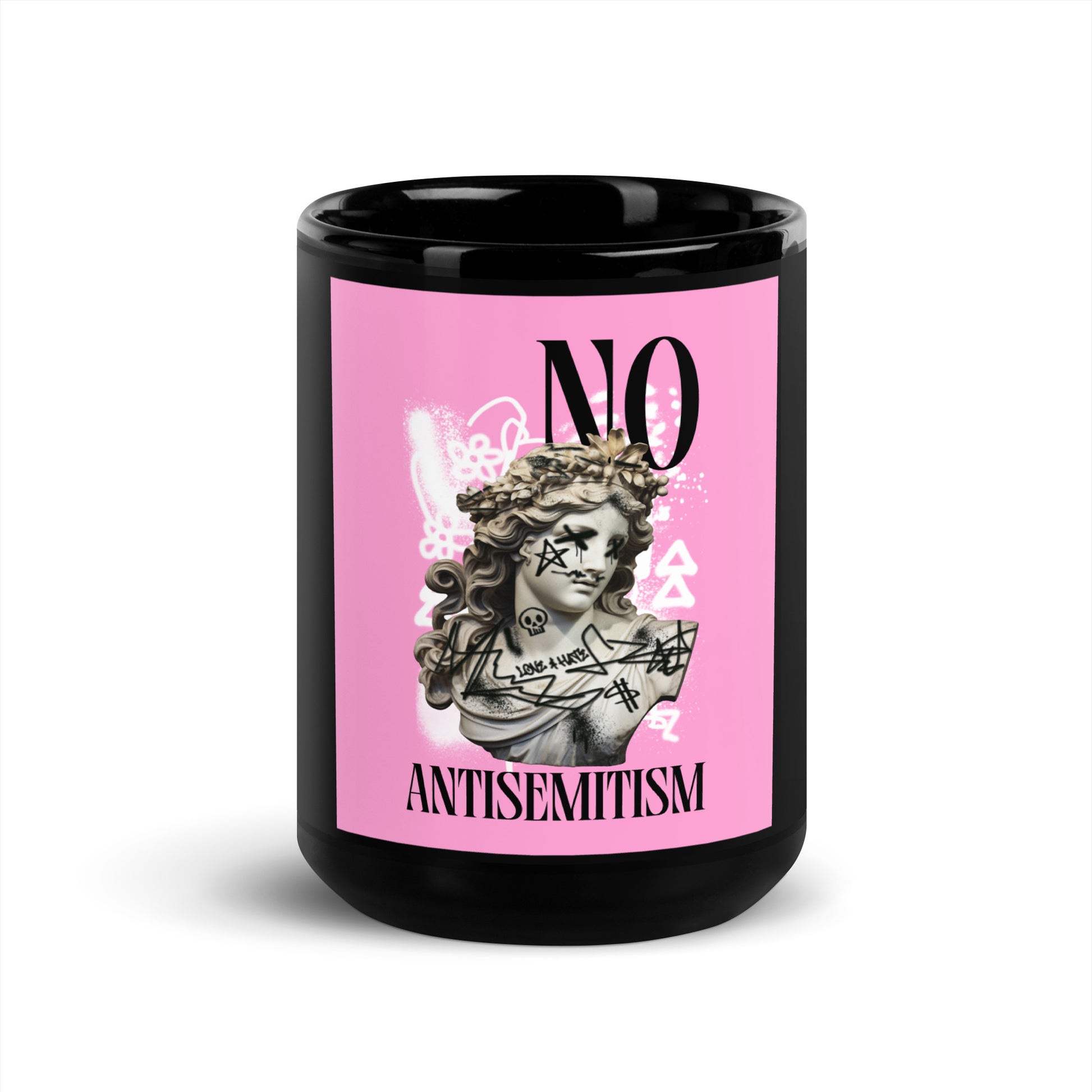 Graffiti Statue Anthem | No Antisemitism | Black Glossy Mug