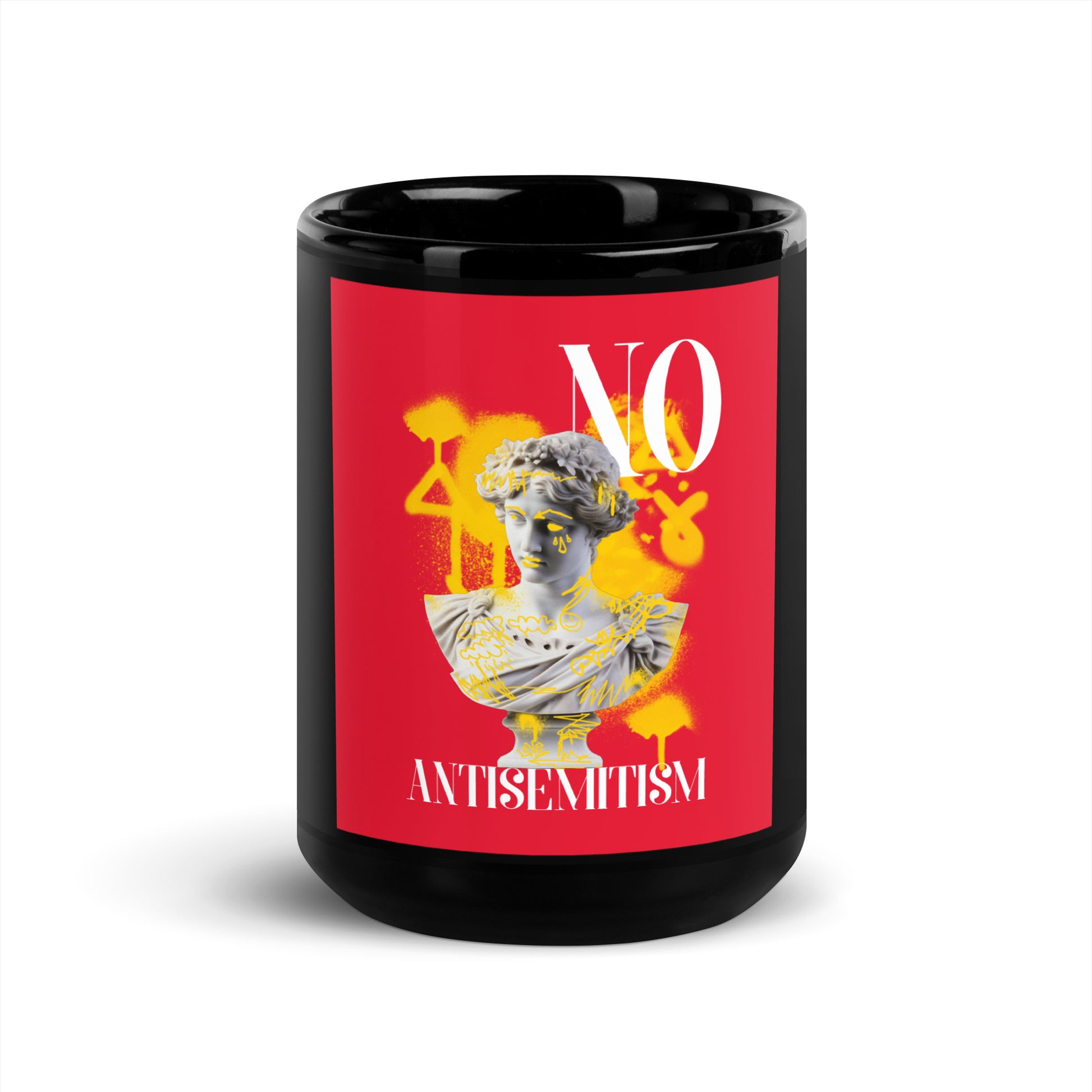 Graffiti Statue Anthem | No Antisemitism | Black Glossy Mug