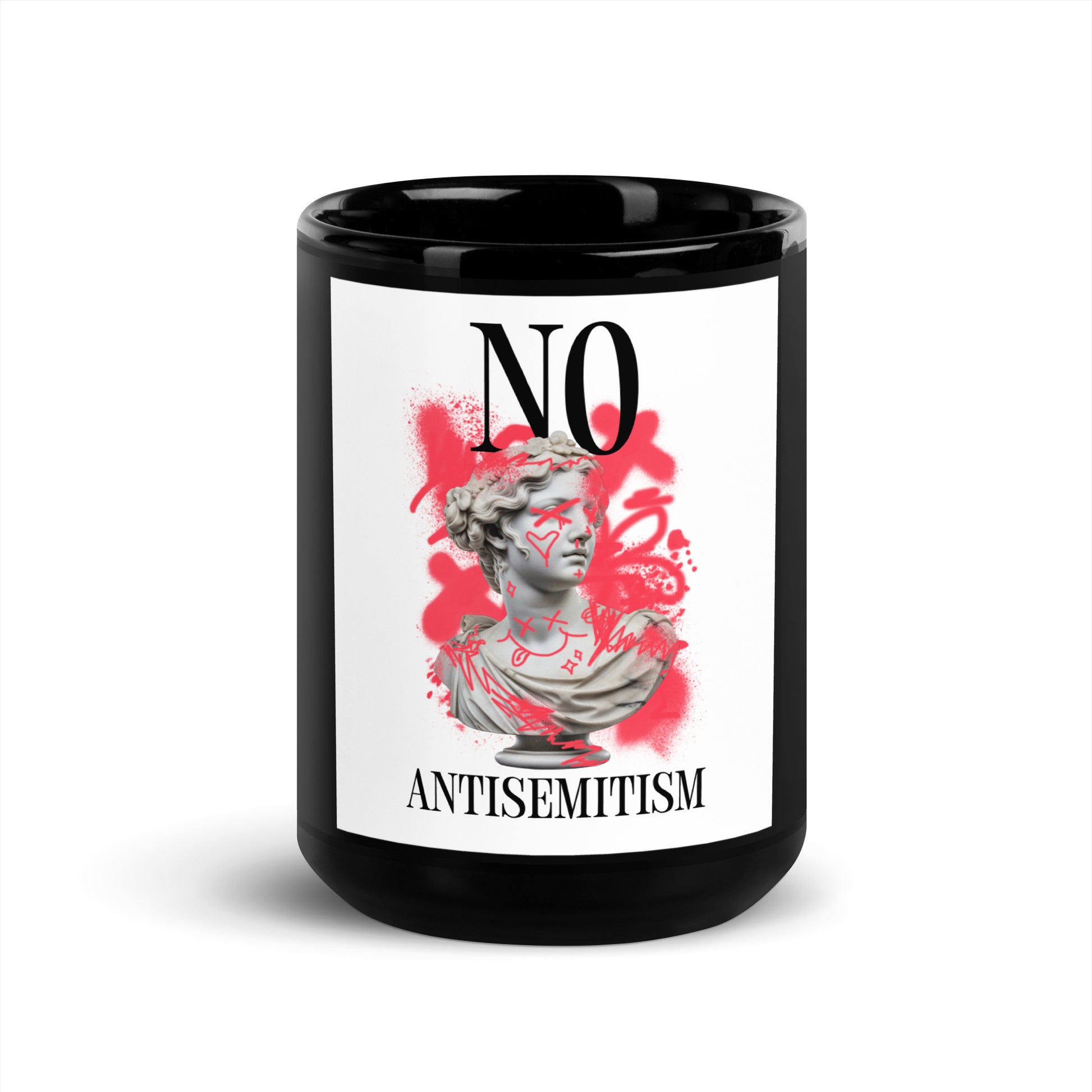 Graffiti Statue Anthem | No Antisemitism | Black Glossy Mug
