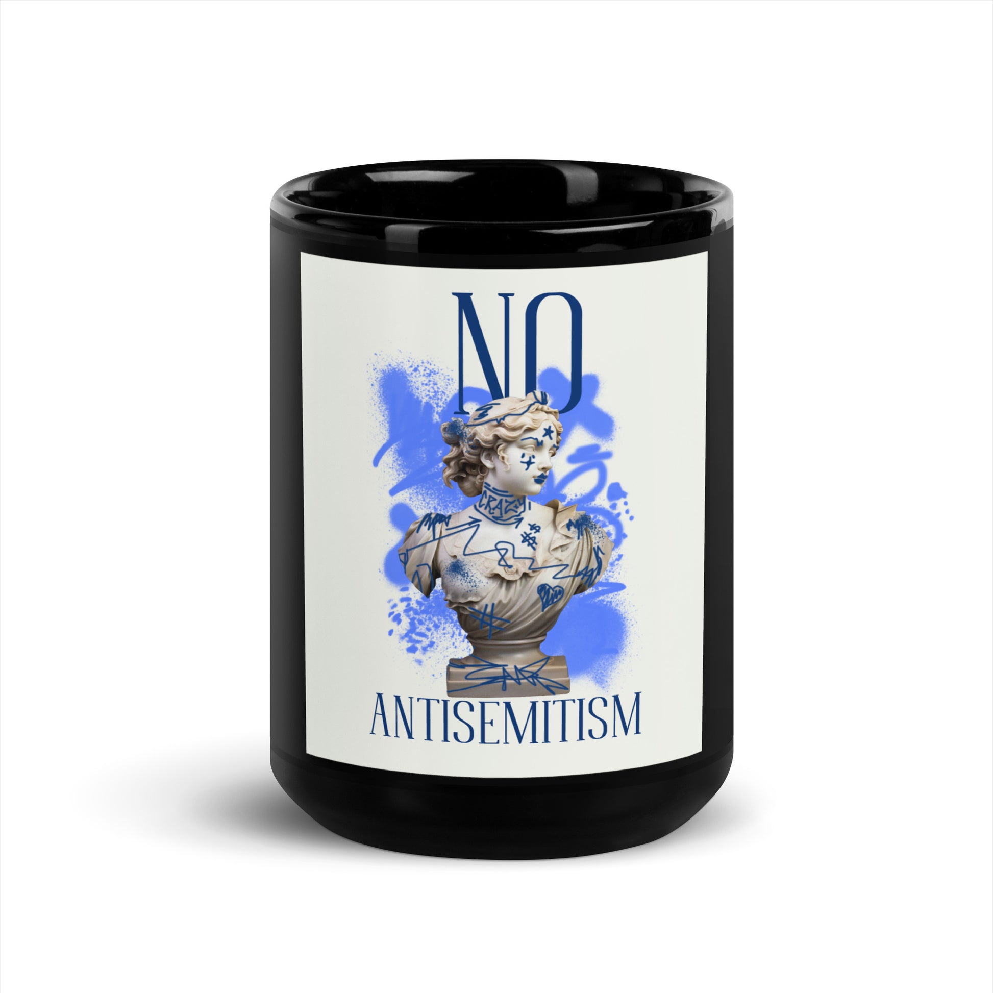 Graffiti Statue Anthem | No Antisemitism | Black Glossy Mug