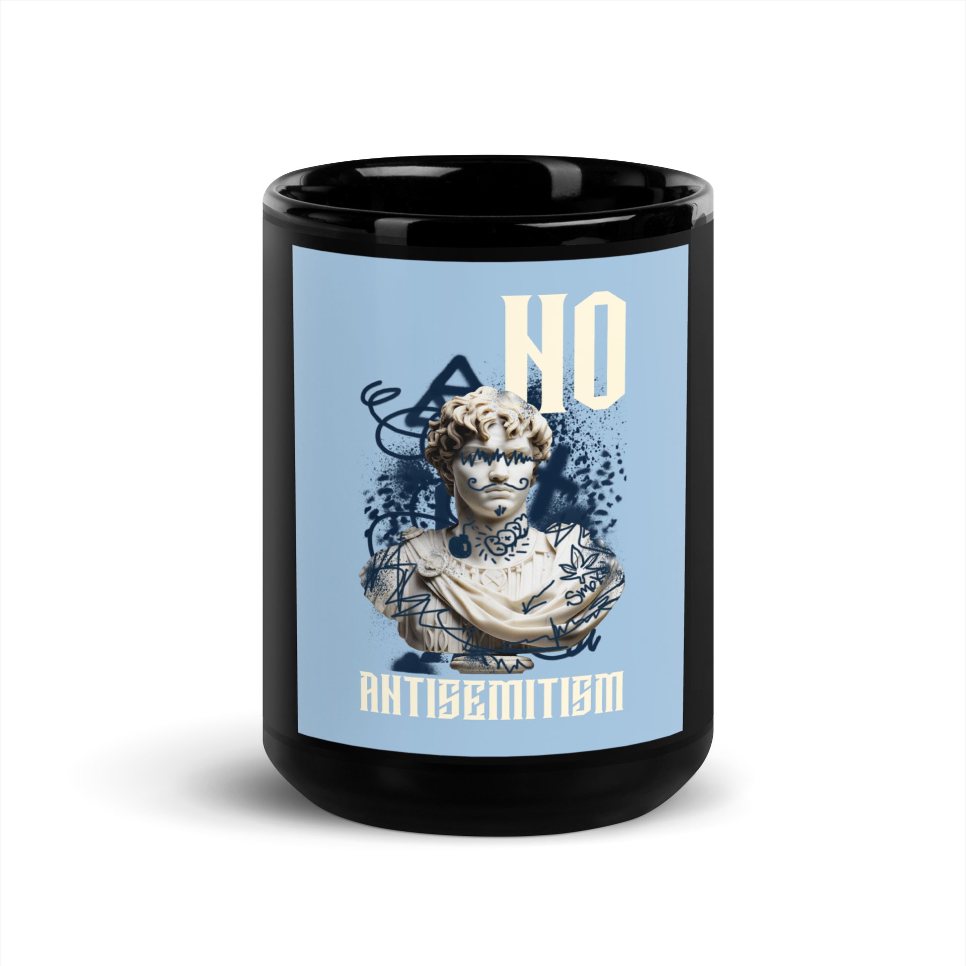 Graffiti Statue Anthem | No Antisemitism | Black Glossy Mug