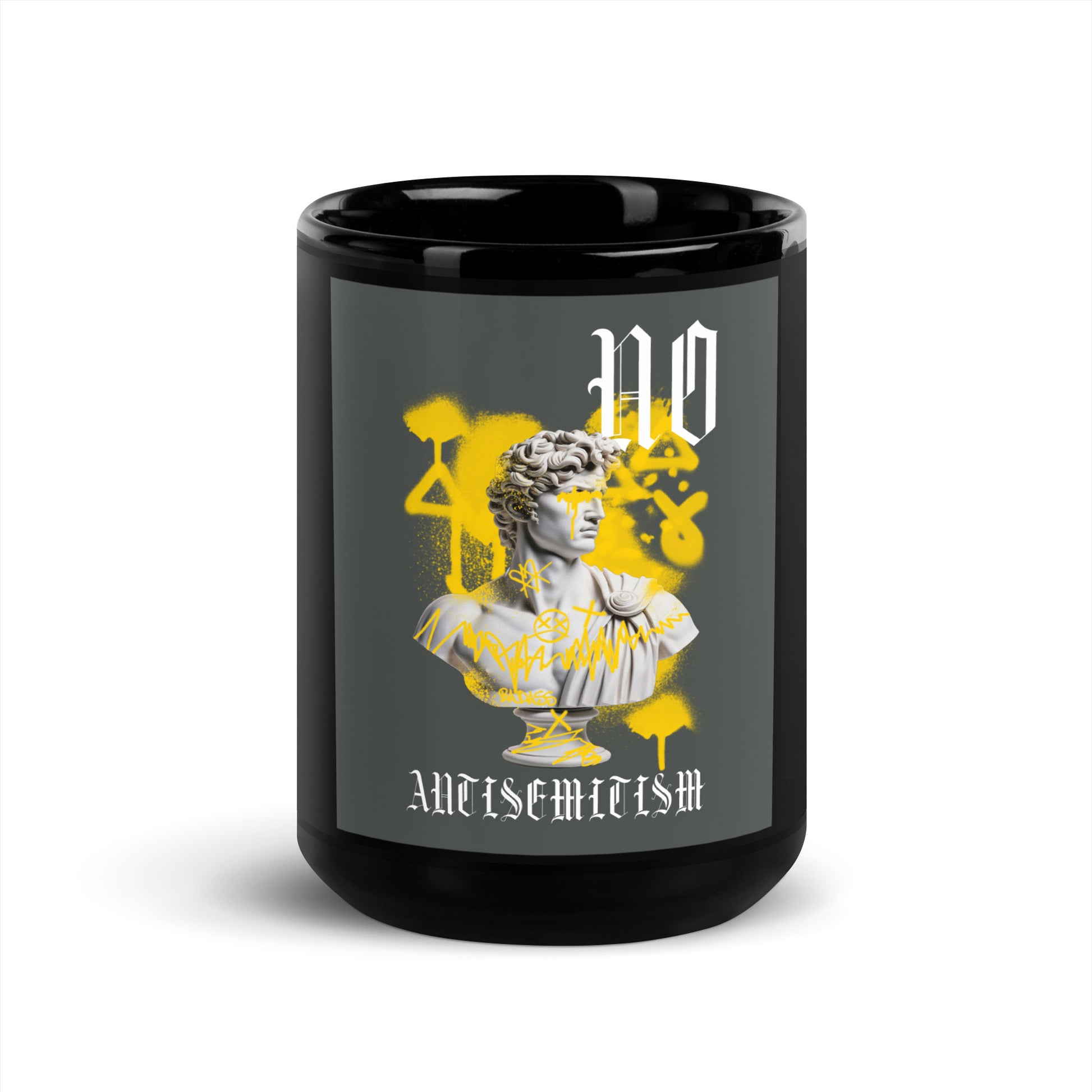 Graffiti Statue Anthem | No Antisemitism | Black Glossy Mug