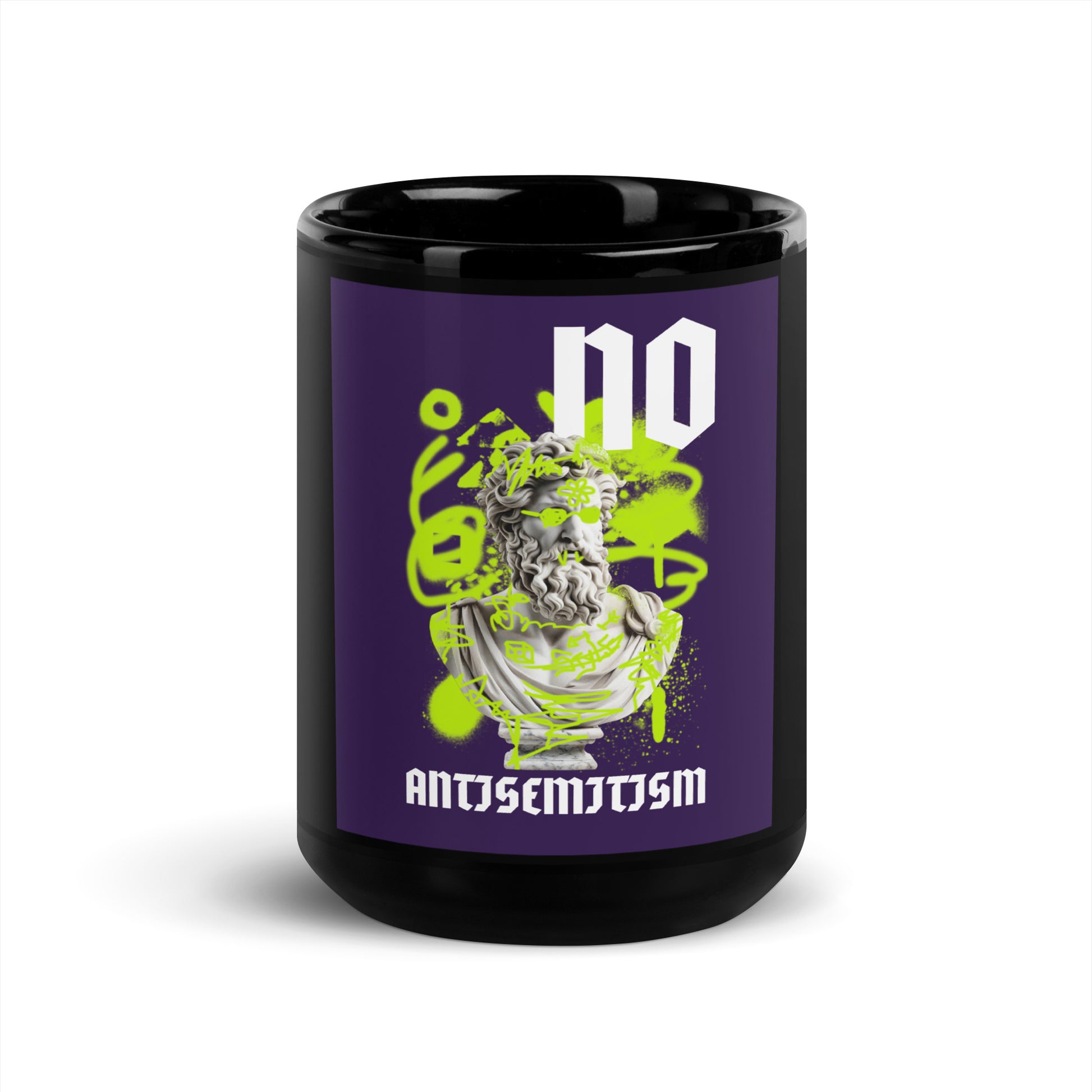 Graffiti Statue Anthem | No Antisemitism | Black Glossy Mug