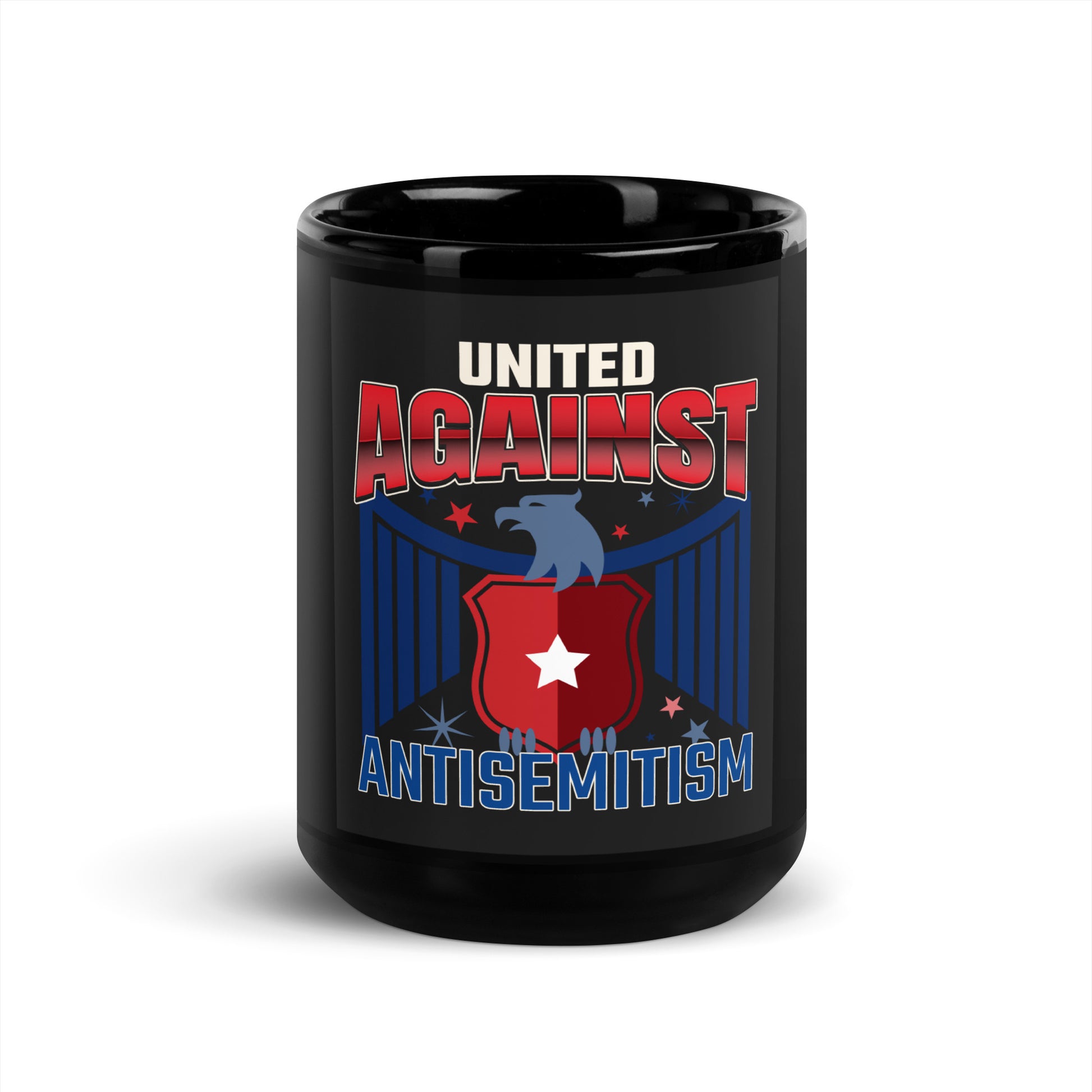 USA Edition | United Against Antisemitism | Black Glossy Mug