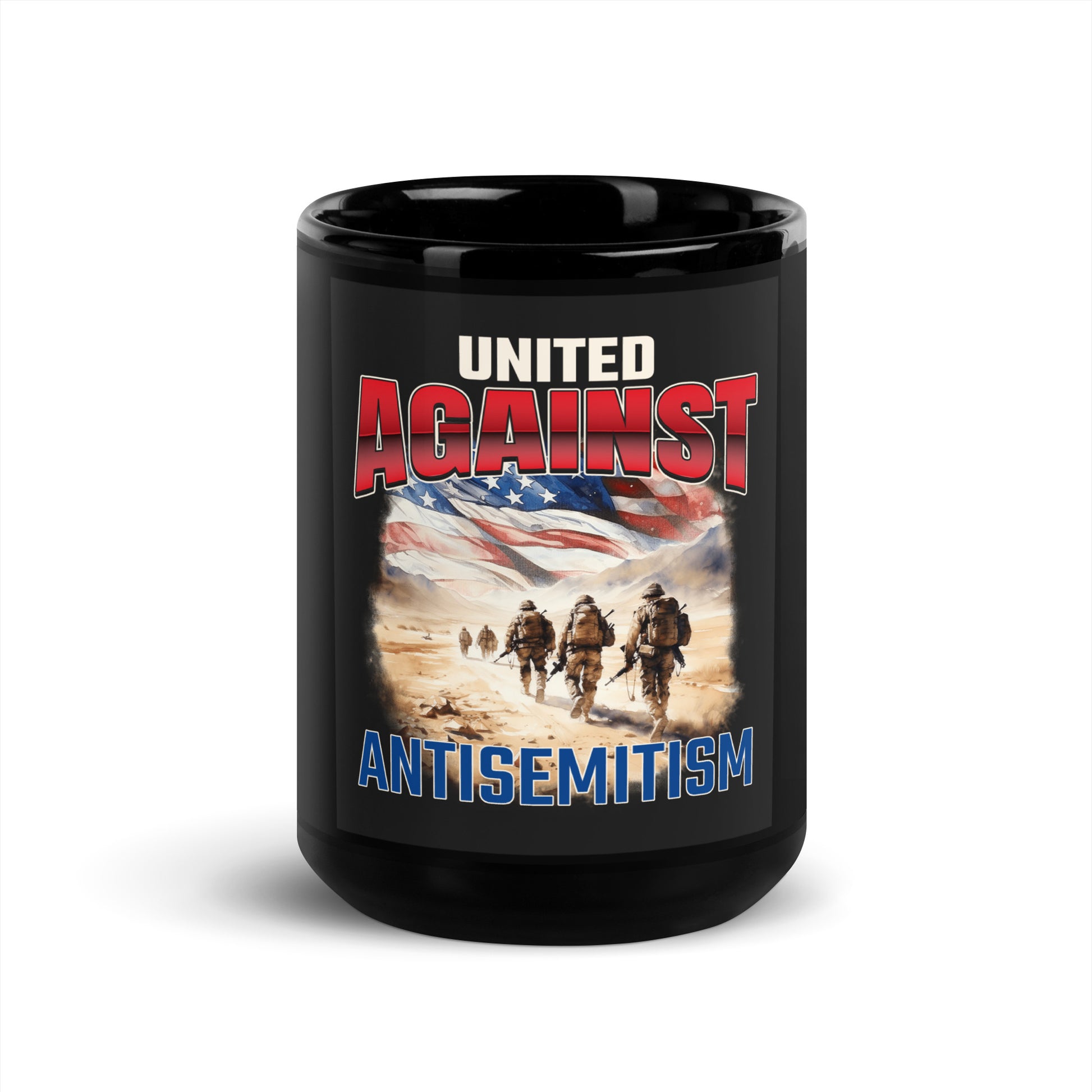 USA Edition | United Against Antisemitism | Black Glossy Mug