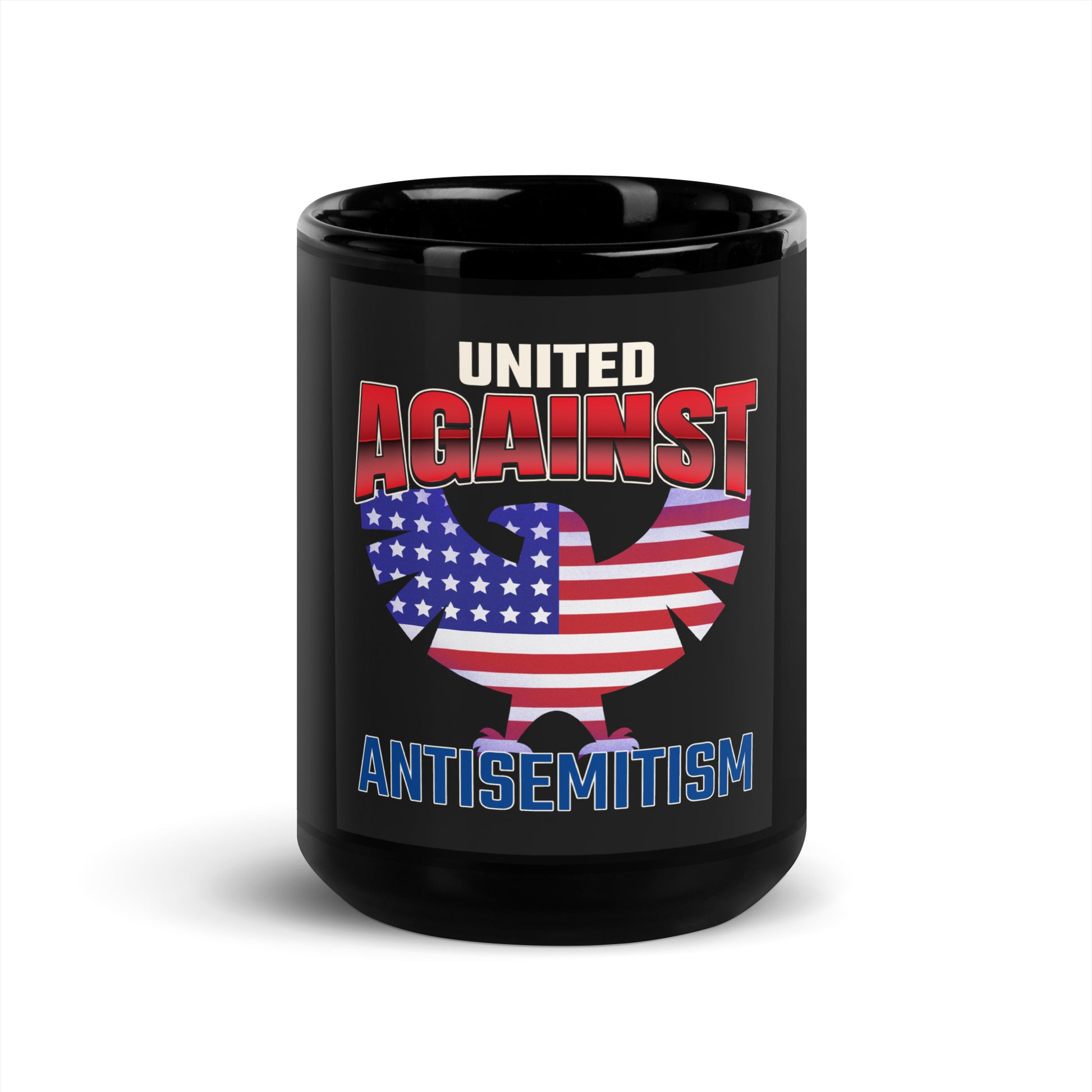USA Edition | United Against Antisemitism | Black Glossy Mug