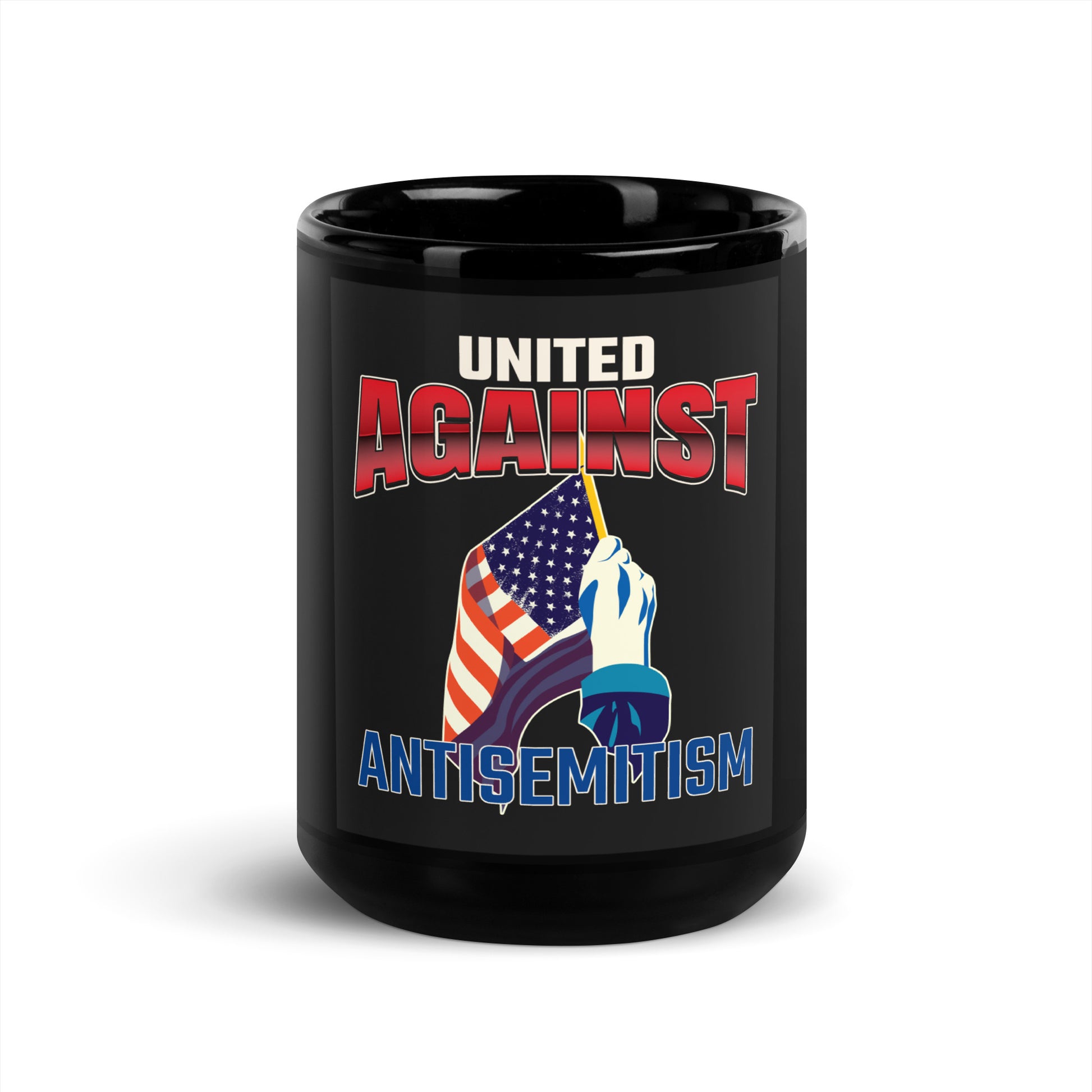 USA Edition | United Against Antisemitism | Black Glossy Mug