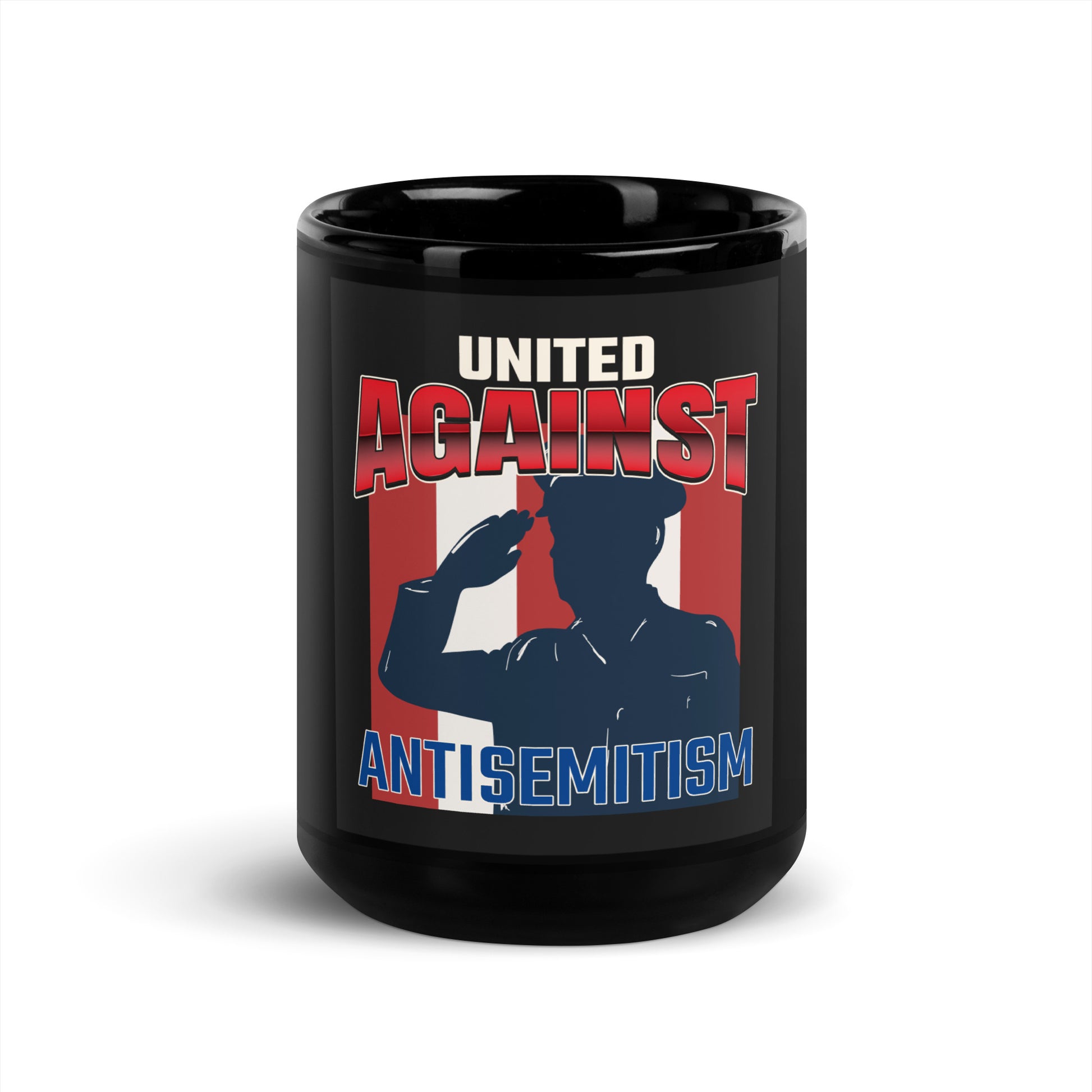 USA Edition | United Against Antisemitism | Black Glossy Mug