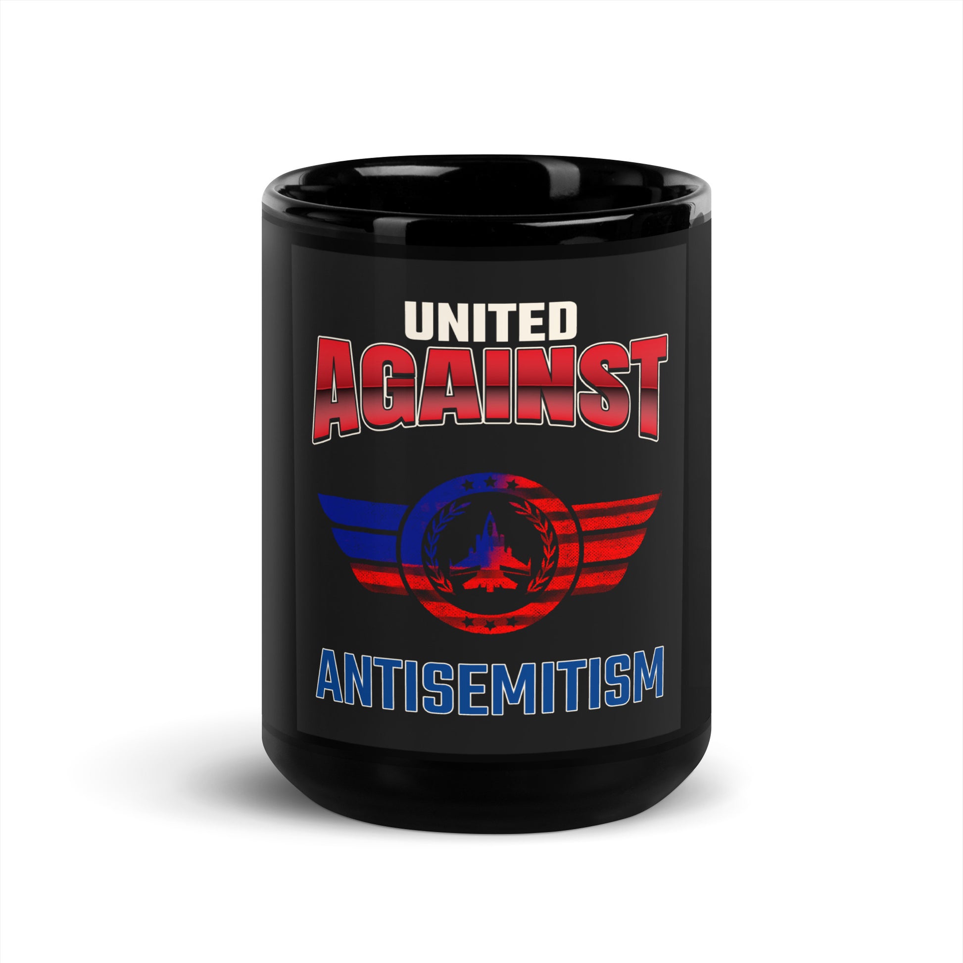 USA Edition | United Against Antisemitism | Black Glossy Mug