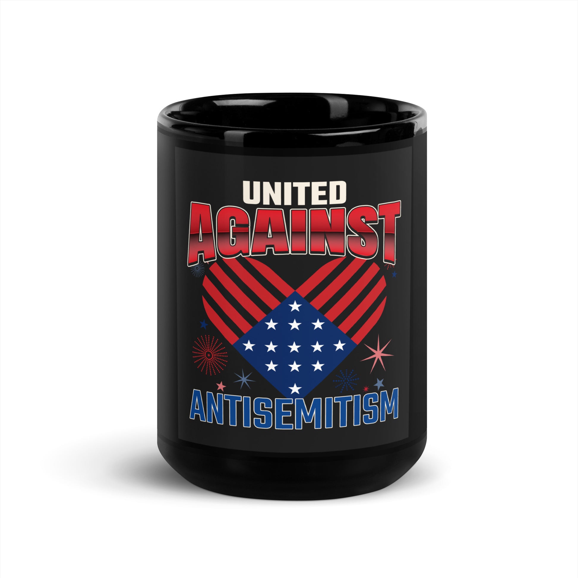 USA Edition | United Against Antisemitism | Black Glossy Mug