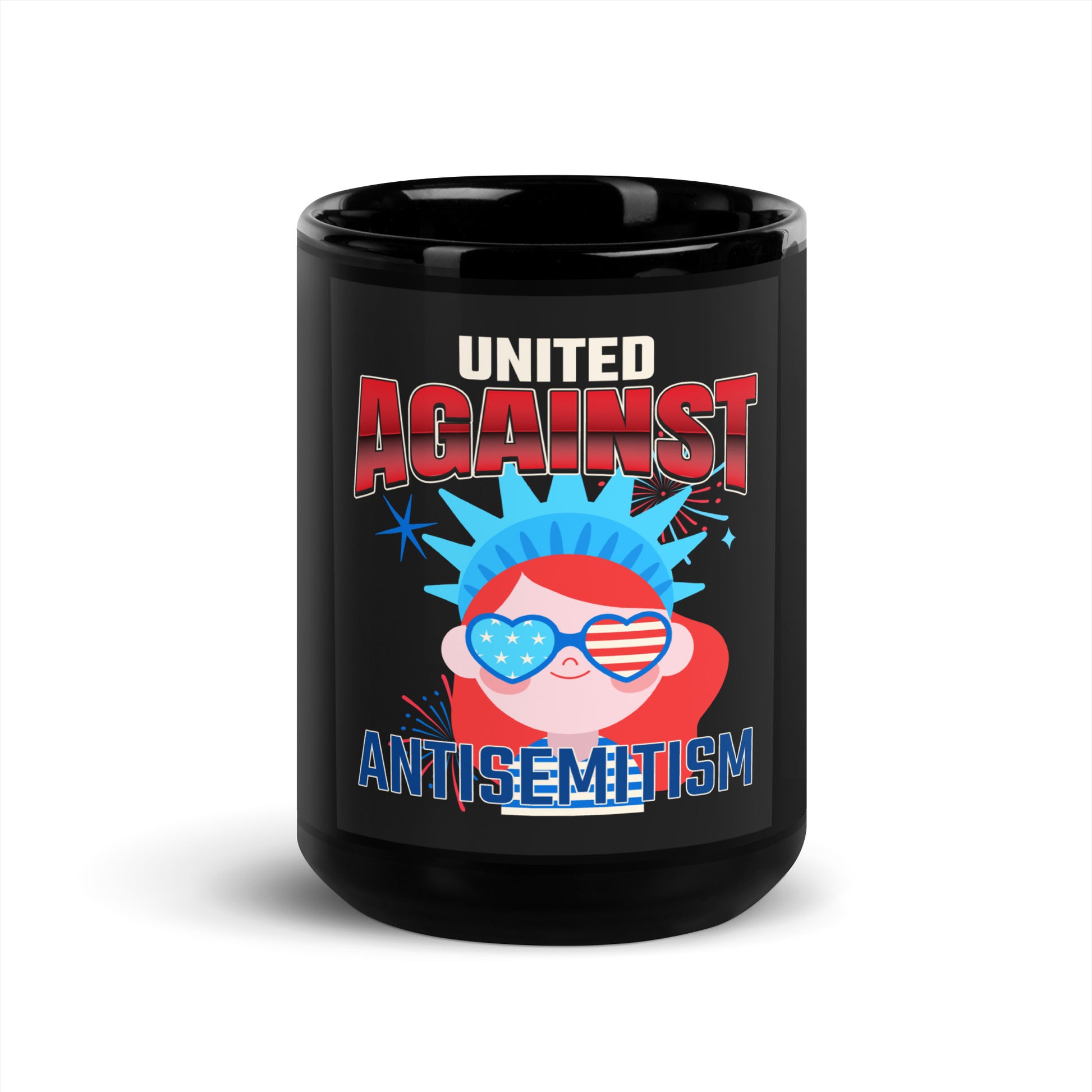 USA Edition | United Against Antisemitism | Black Glossy Mug