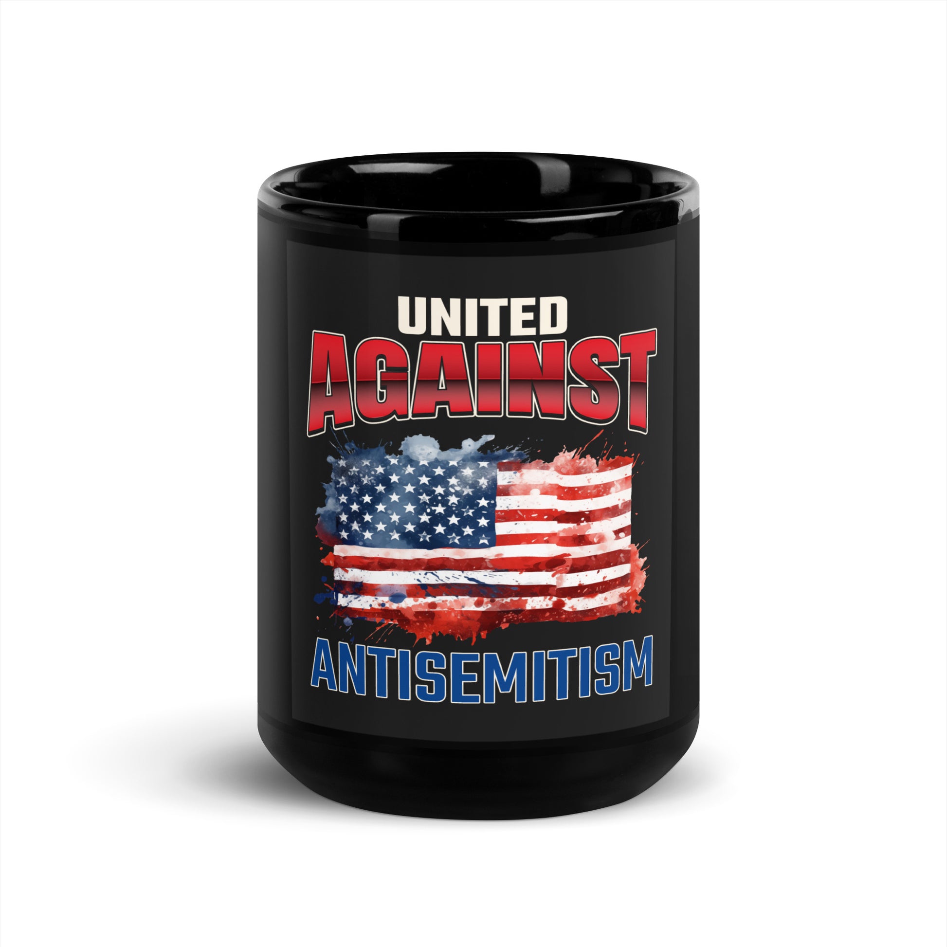 USA Edition | United Against Antisemitism | Black Glossy Mug