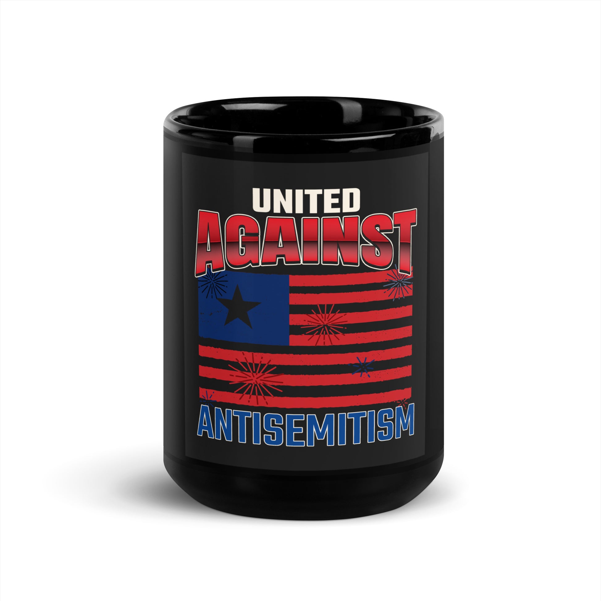 USA Edition | United Against Antisemitism | Black Glossy Mug