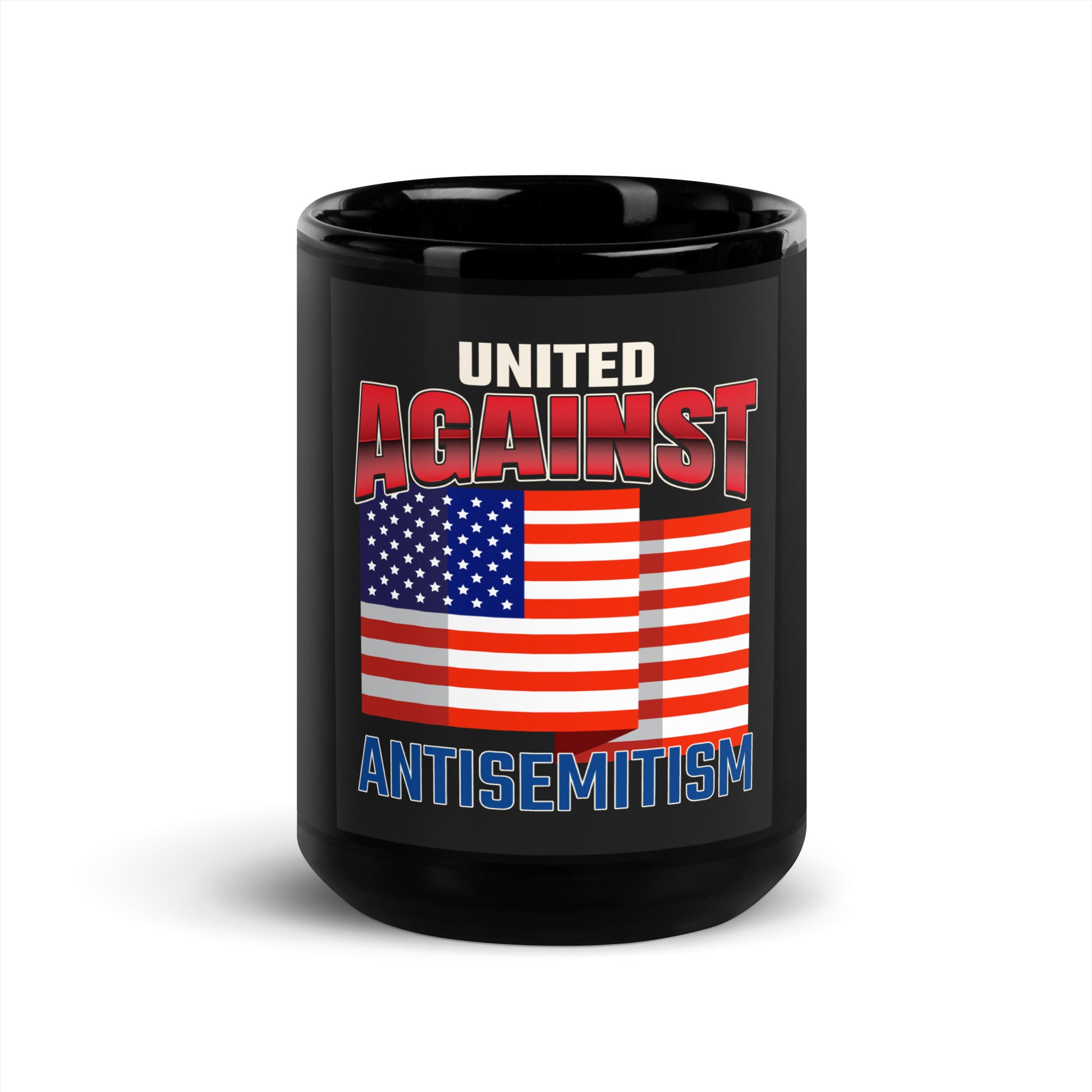 USA Edition | United Against Antisemitism | Black Glossy Mug