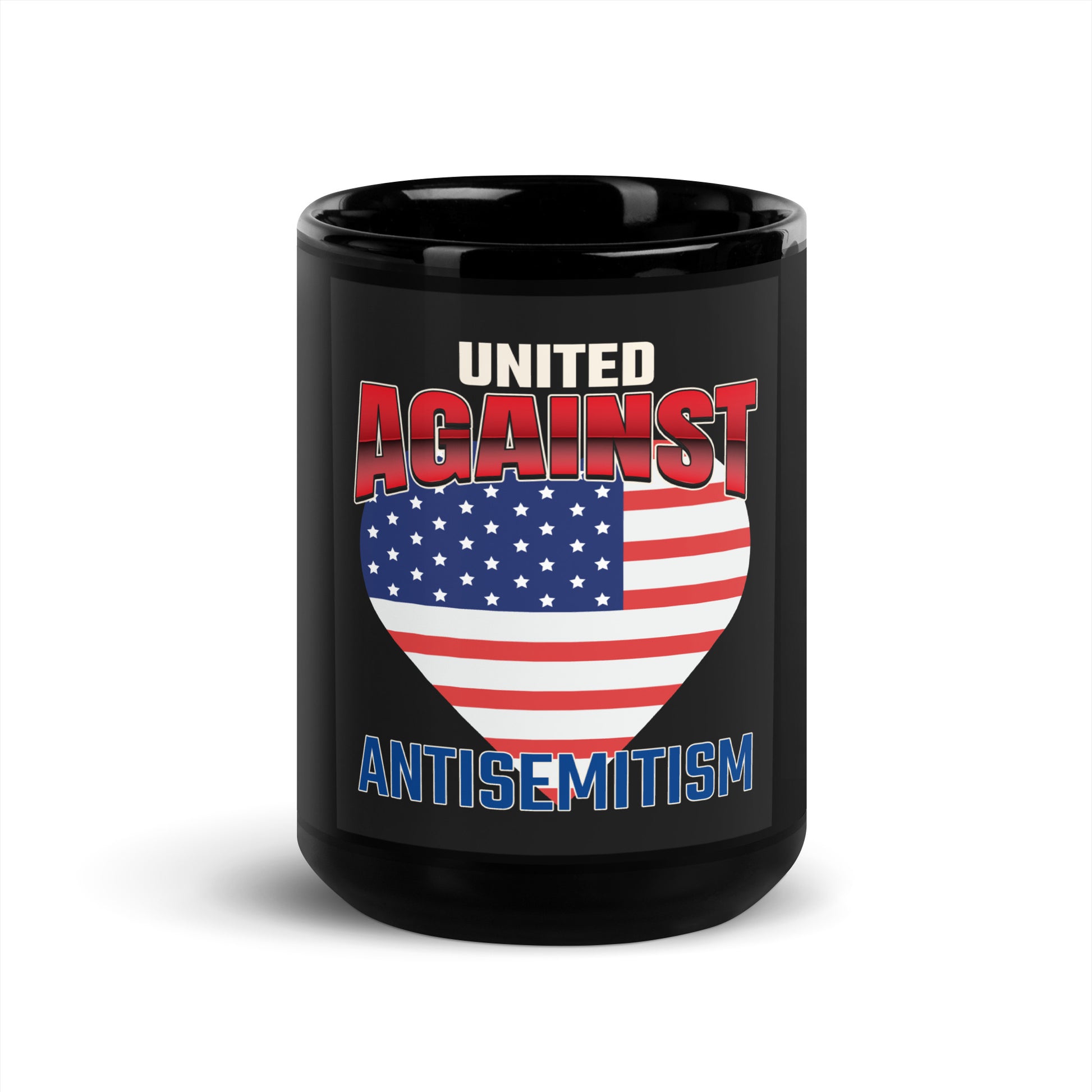 USA Edition | United Against Antisemitism | Black Glossy Mug