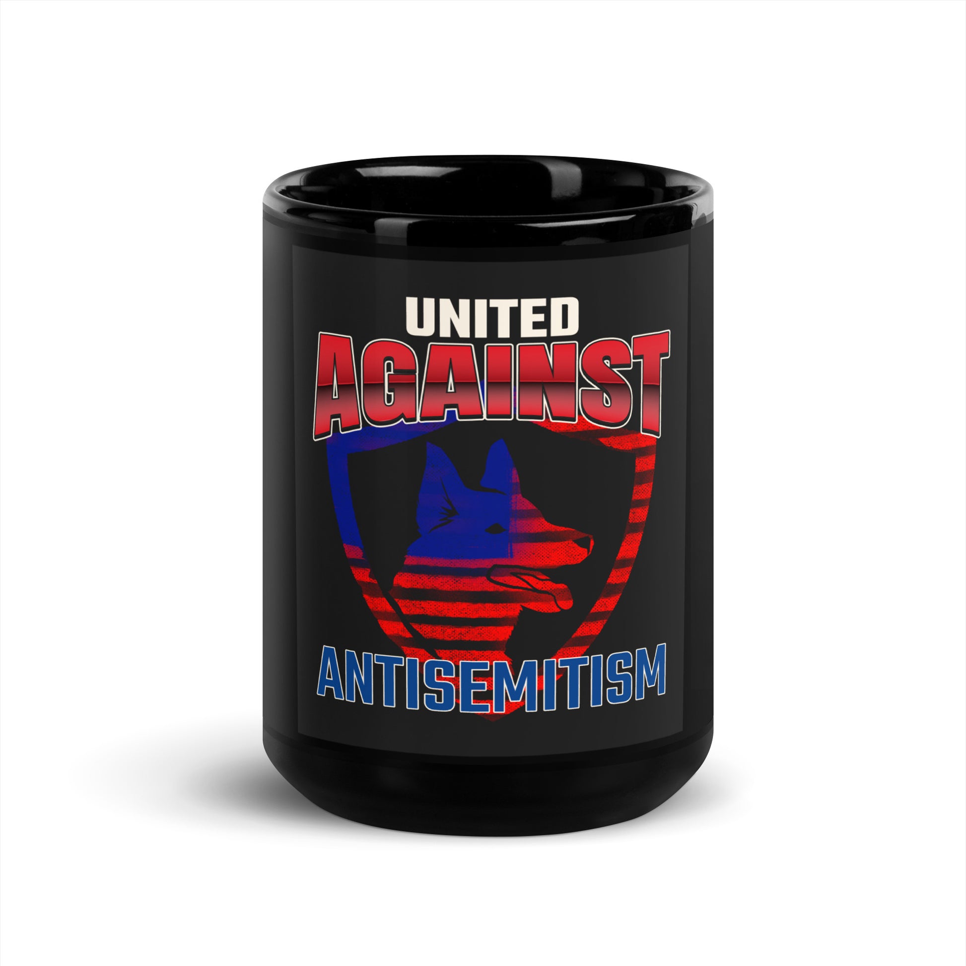 USA Edition | United Against Antisemitism | Black Glossy Mug