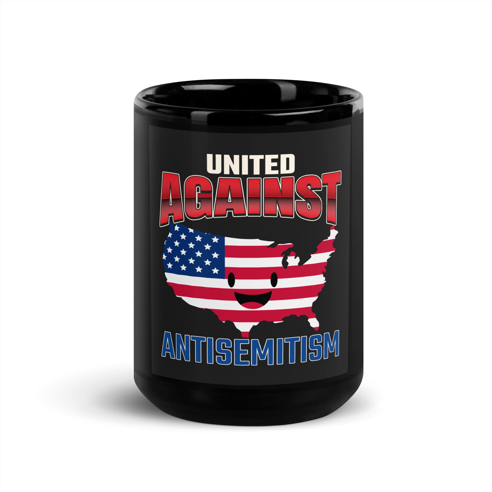 USA Edition | United Against Antisemitism | Black Glossy Mug
