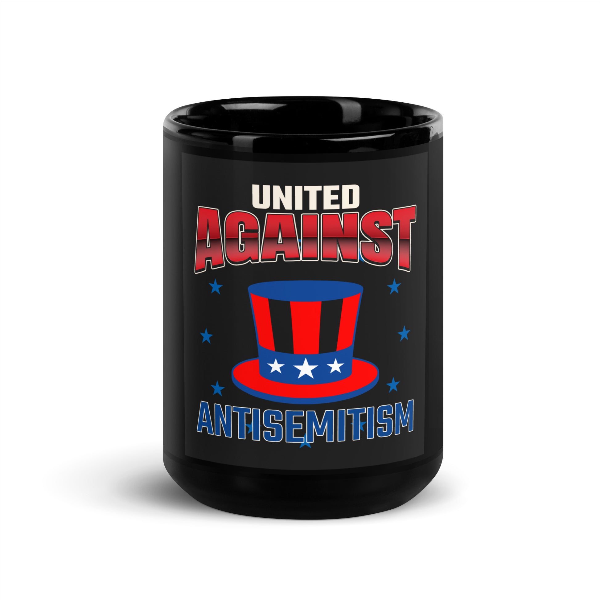USA Edition | United Against Antisemitism | Black Glossy Mug