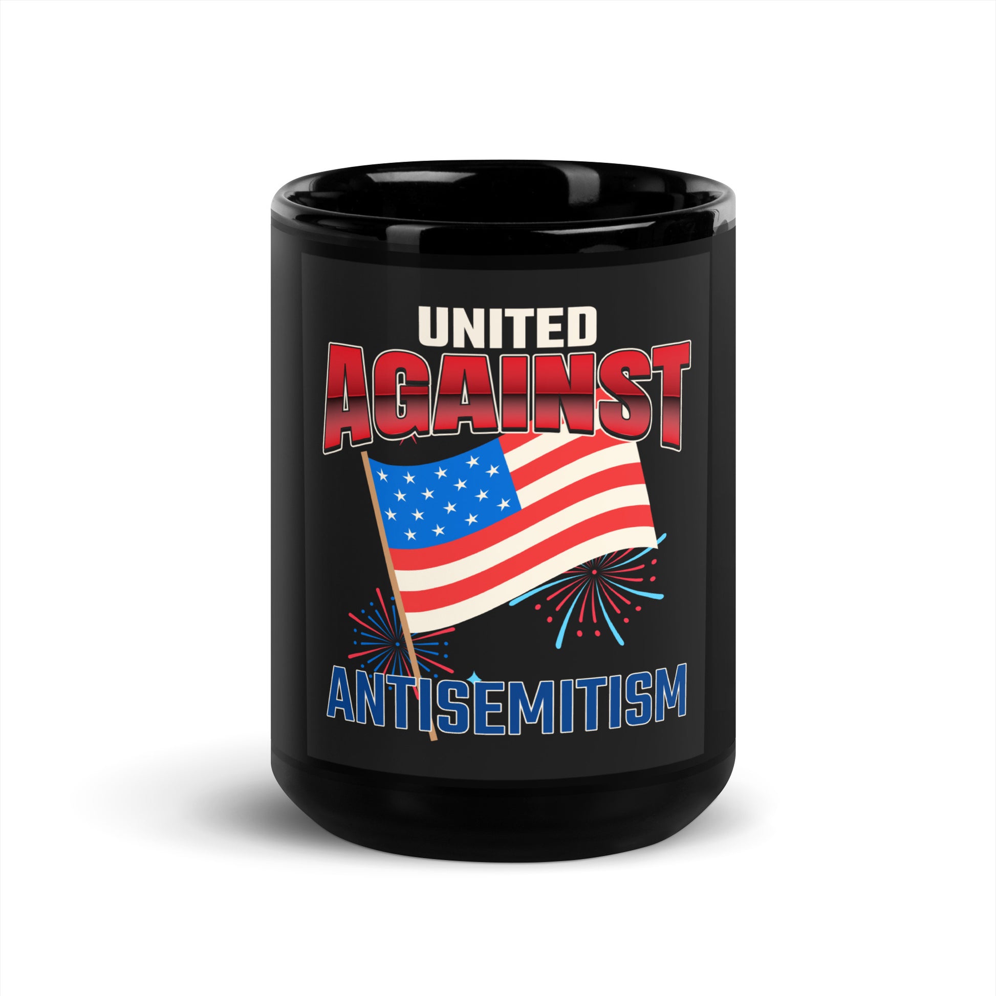 USA Edition | United Against Antisemitism | Black Glossy Mug