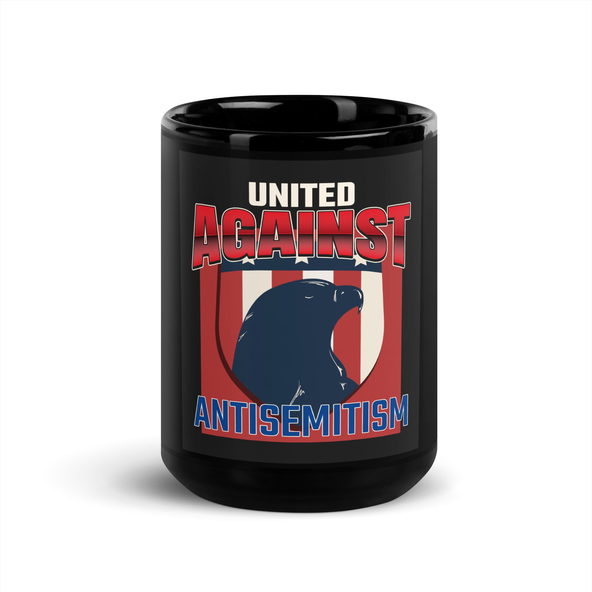 USA Edition | United Against Antisemitism | Black Glossy Mug
