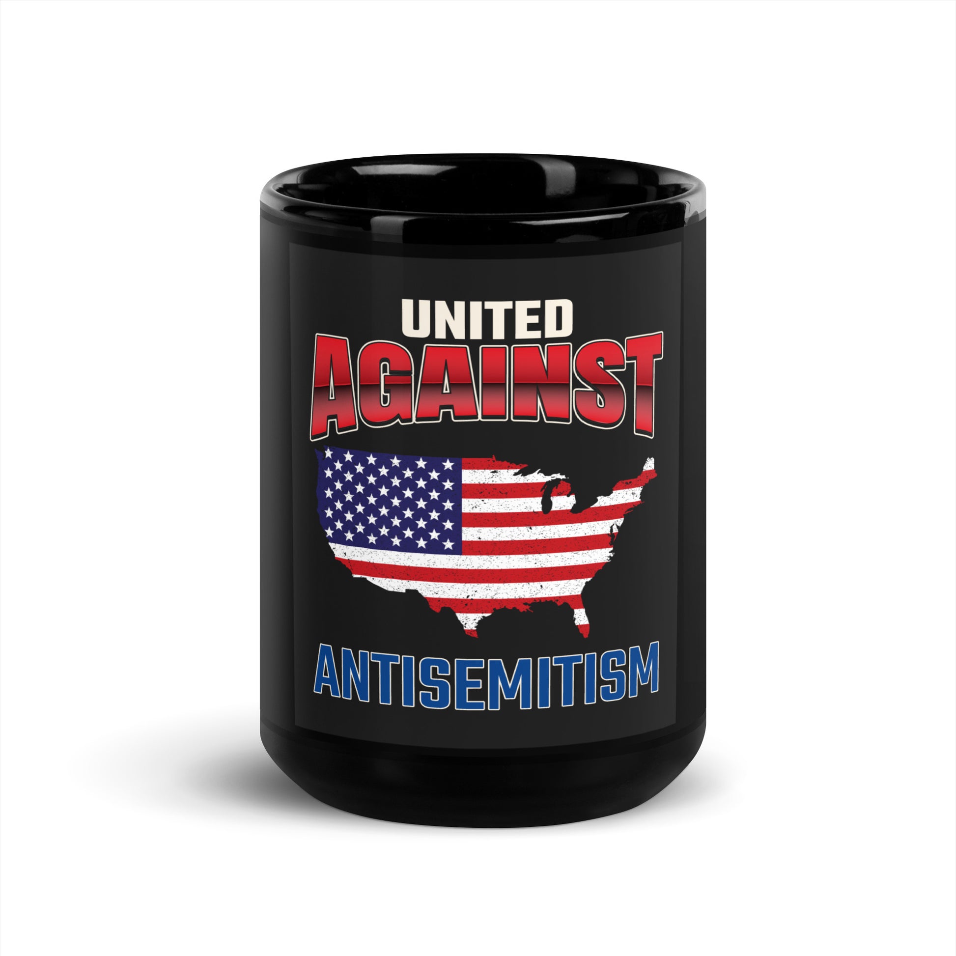 USA Edition | United Against Antisemitism | Black Glossy Mug