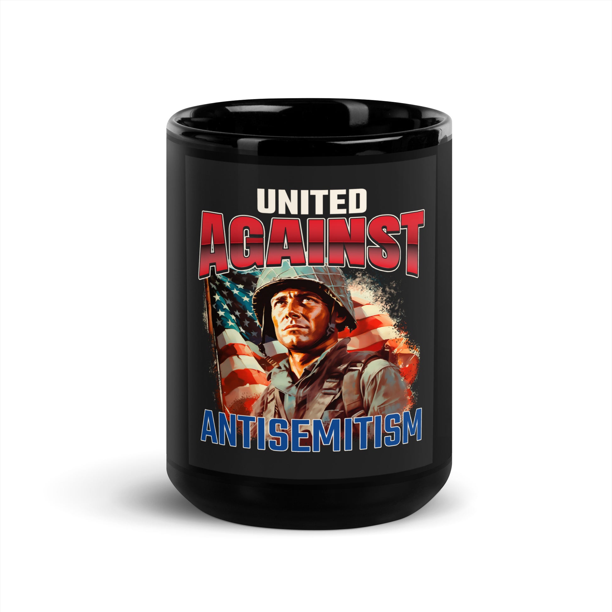 USA Edition | United Against Antisemitism | Black Glossy Mug