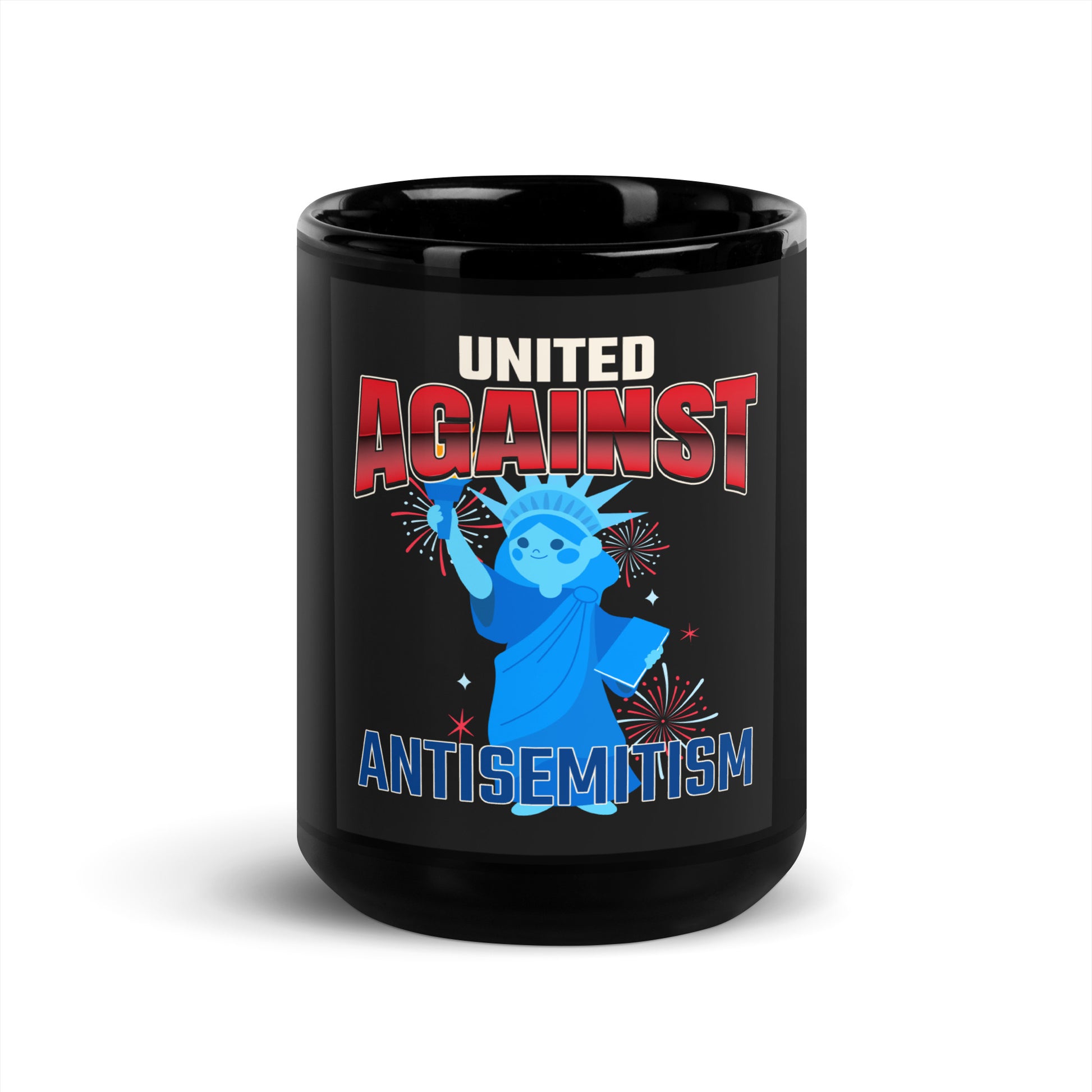 USA Edition | United Against Antisemitism | Black Glossy Mug