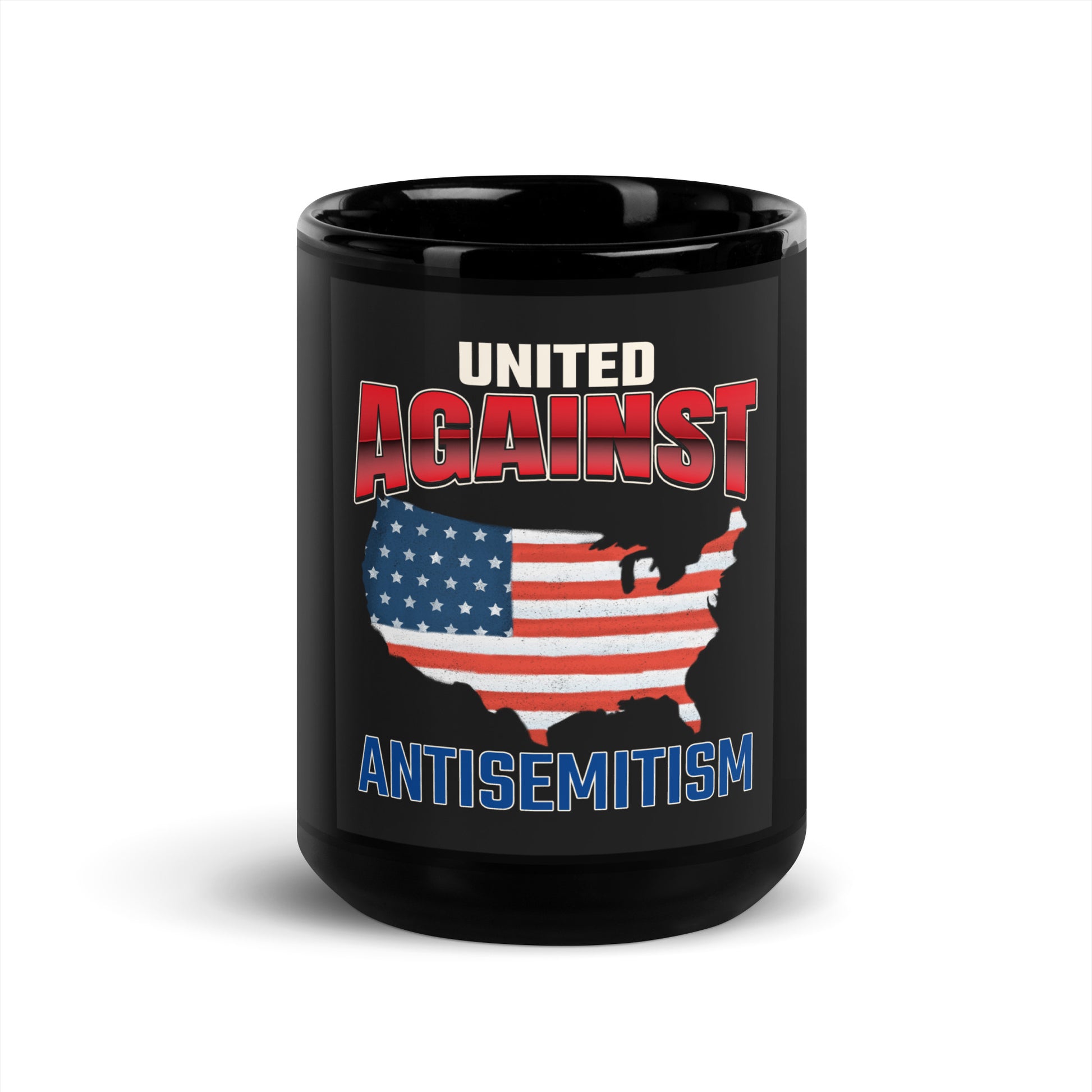 USA Edition | United Against Antisemitism | Black Glossy Mug