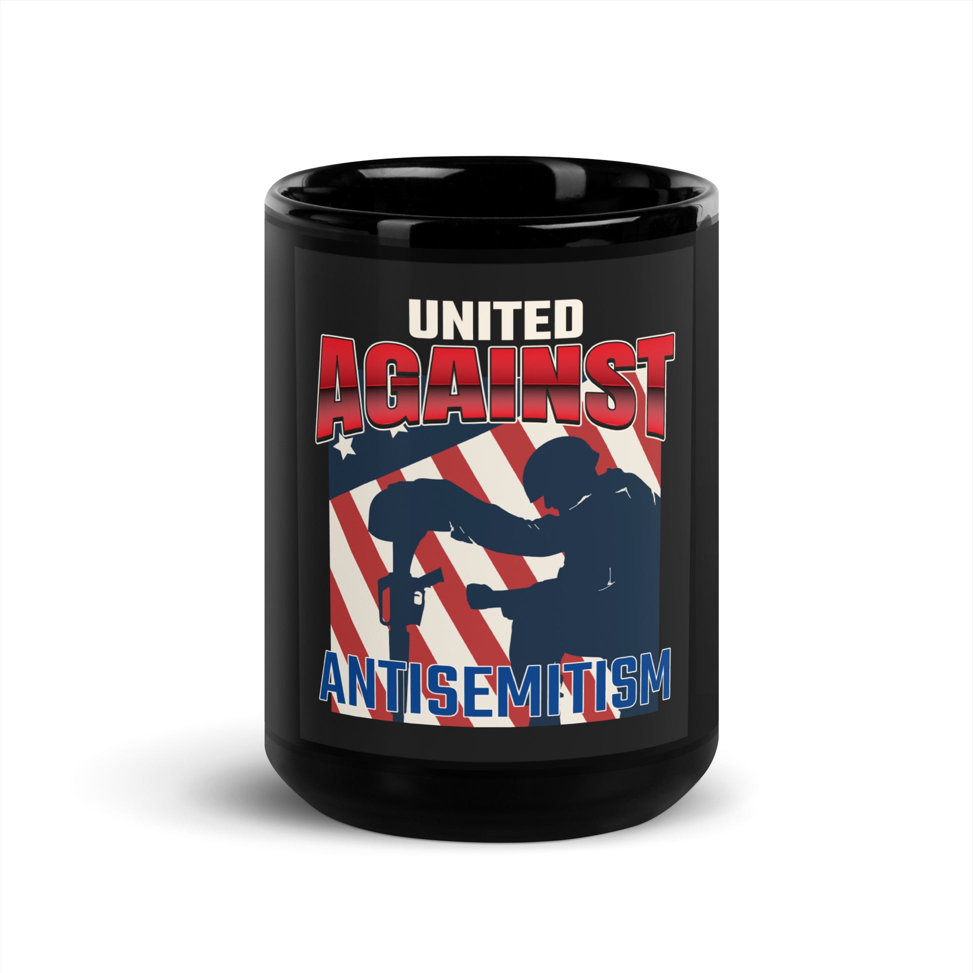 USA Edition | United Against Antisemitism | Black Glossy Mug