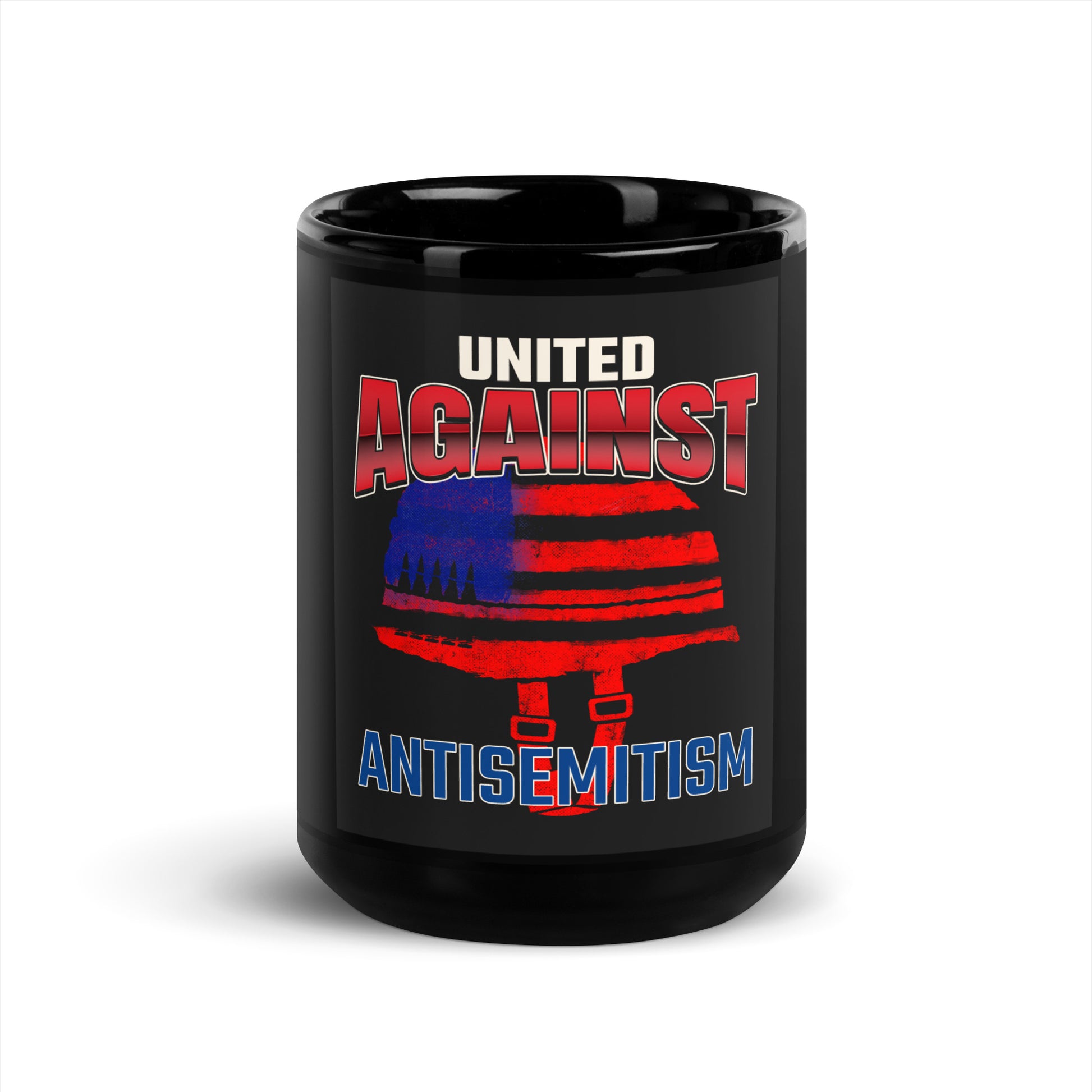 USA Edition | United Against Antisemitism | Black Glossy Mug