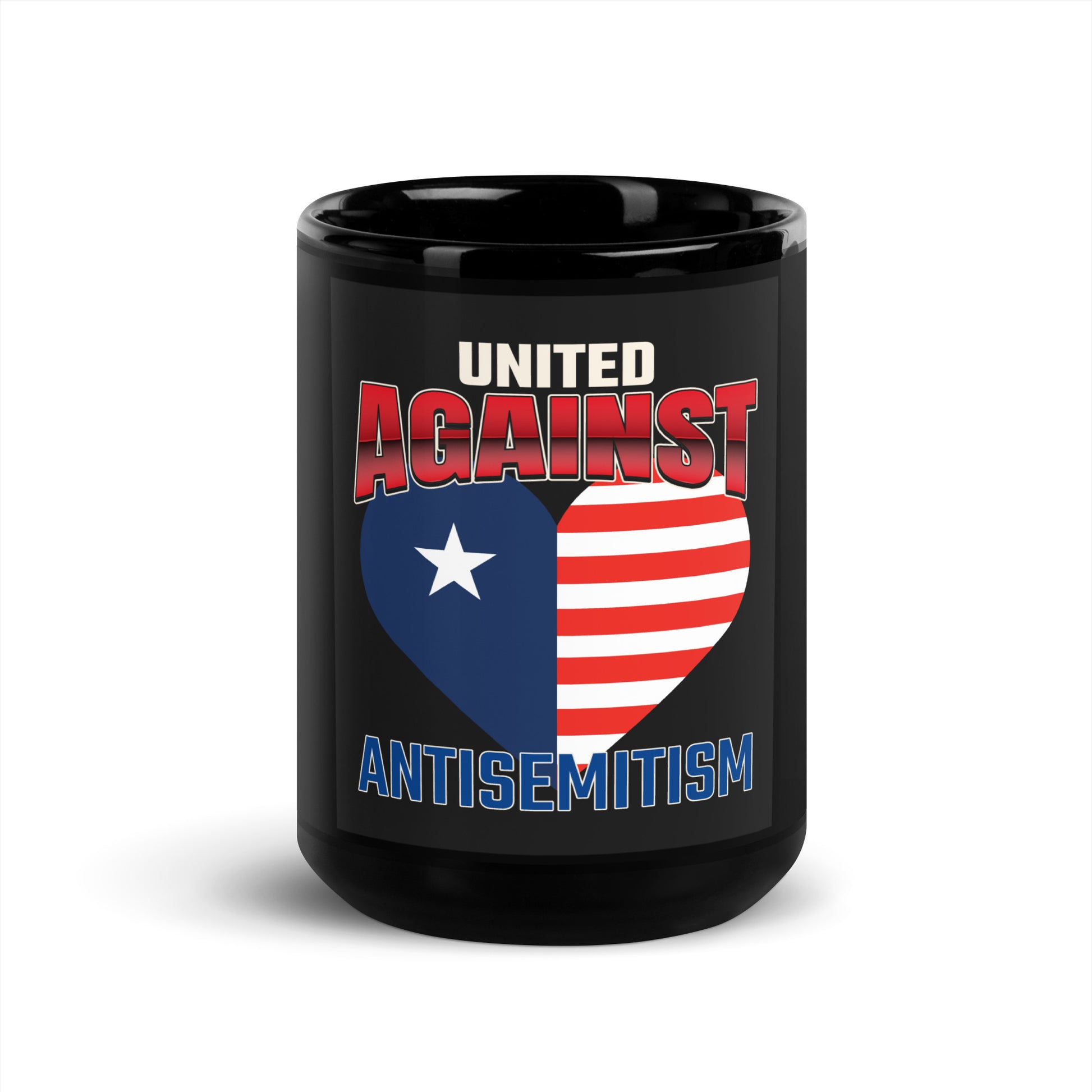 USA Edition | United Against Antisemitism | Black Glossy Mug
