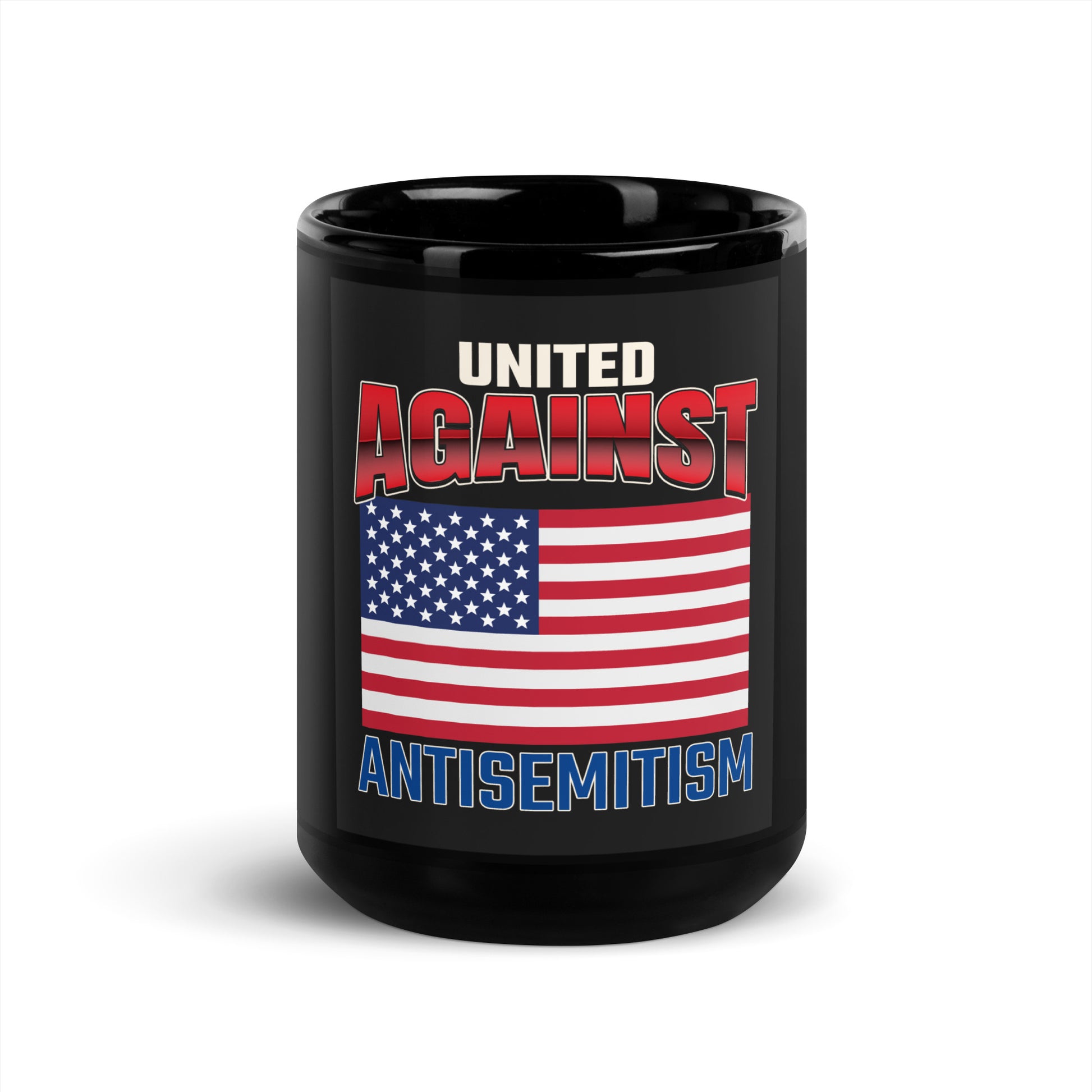 USA Edition | United Against Antisemitism | Black Glossy Mug